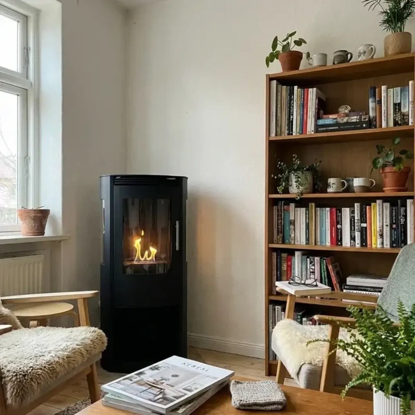ScandiFlames Kaminofen Lincoln Ethanolkamin weiß oder schwarz, 1,9 kW, Bio-Ethanol, Standkamin