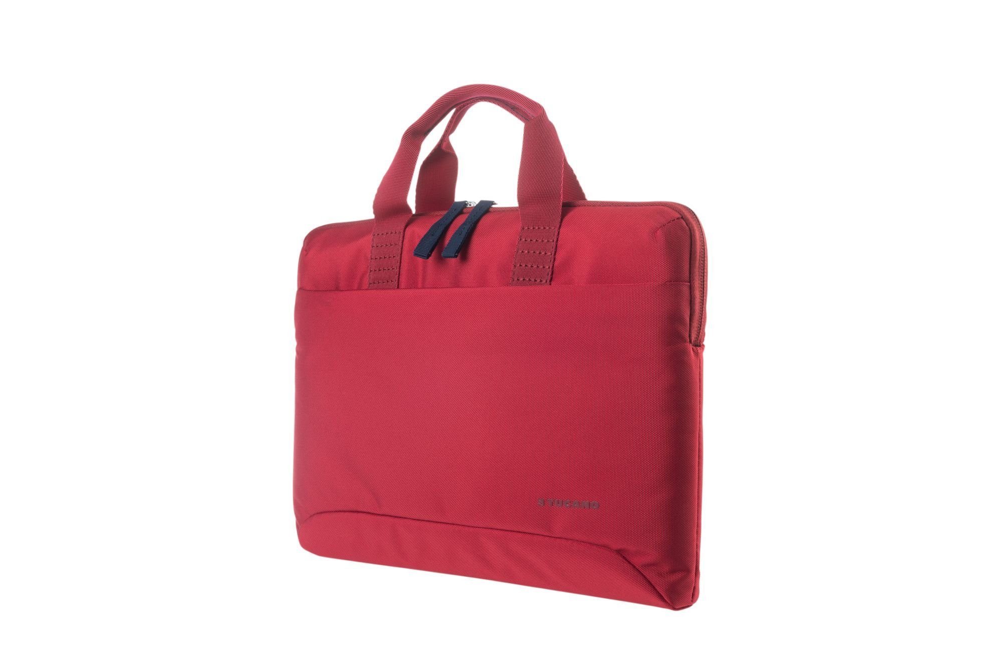 Tucano Laptoptasche Tucano Smilza - Schlanke Notebook Tasche aus Nylon mit Schultergurt für Laptops von 13 bis 14 Zoll, Rot