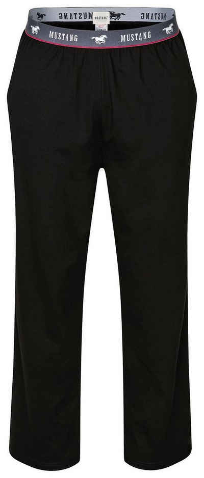 MUSTANG Loungepants Long Pants Lounge Hose Trousers Freizeithose roter Kontraststreifen und Mustangbranding