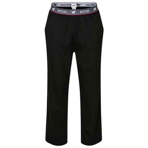 MUSTANG Loungepants Long Pants Lounge Hose Trousers Freizeithose roter Kontraststreifen und Mustangbranding