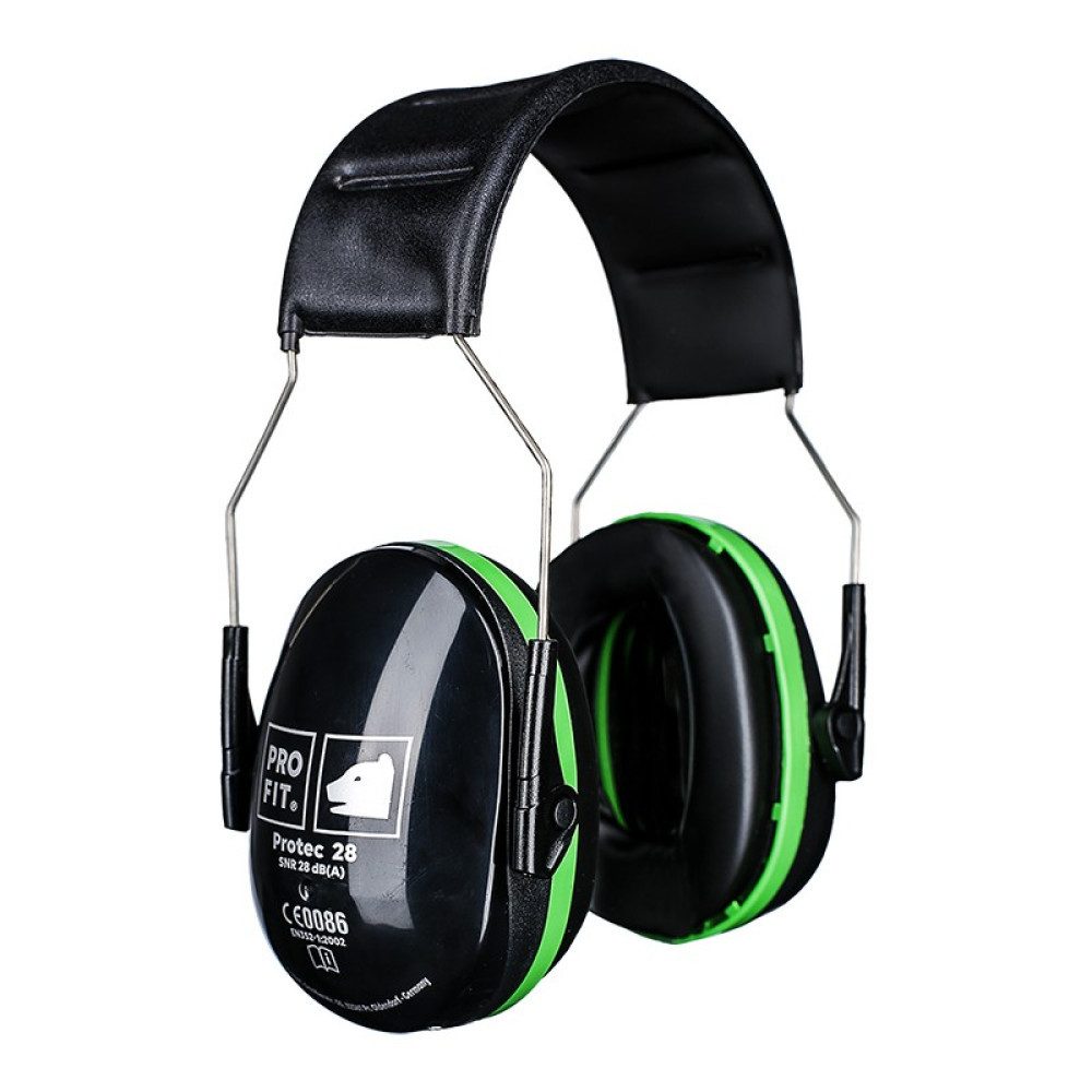 PRO FIT by Fitzner Kapselgehörschutz Kapselgehörschutz "Protec 28"schwarz/grün, SNR 28 dB