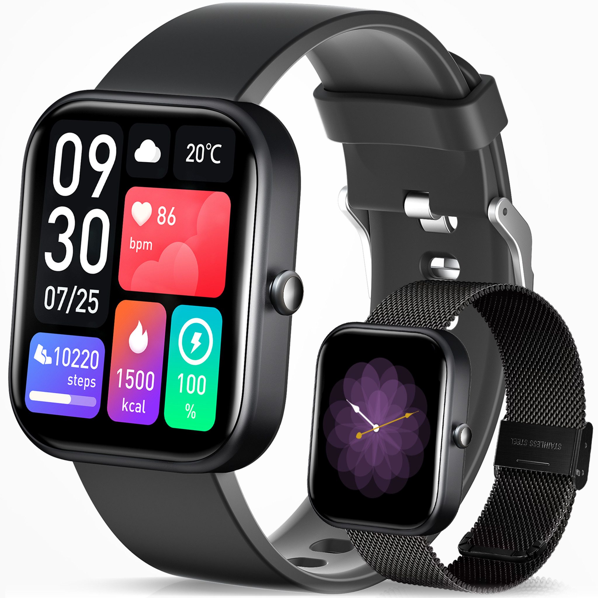 Smartwatch Fitness Tracker Uhr mit Anruffunktion für Damen und Herren, Smartwatch
