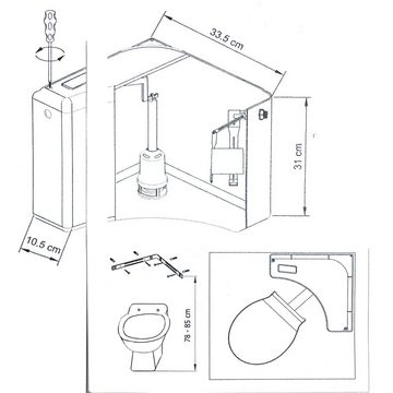 Belvit Spülkasten BV-AP2001, einzel, 1 St., Belvit Eck-Aufputzspülkasten Spülkasten AP-Spülkasten weiß