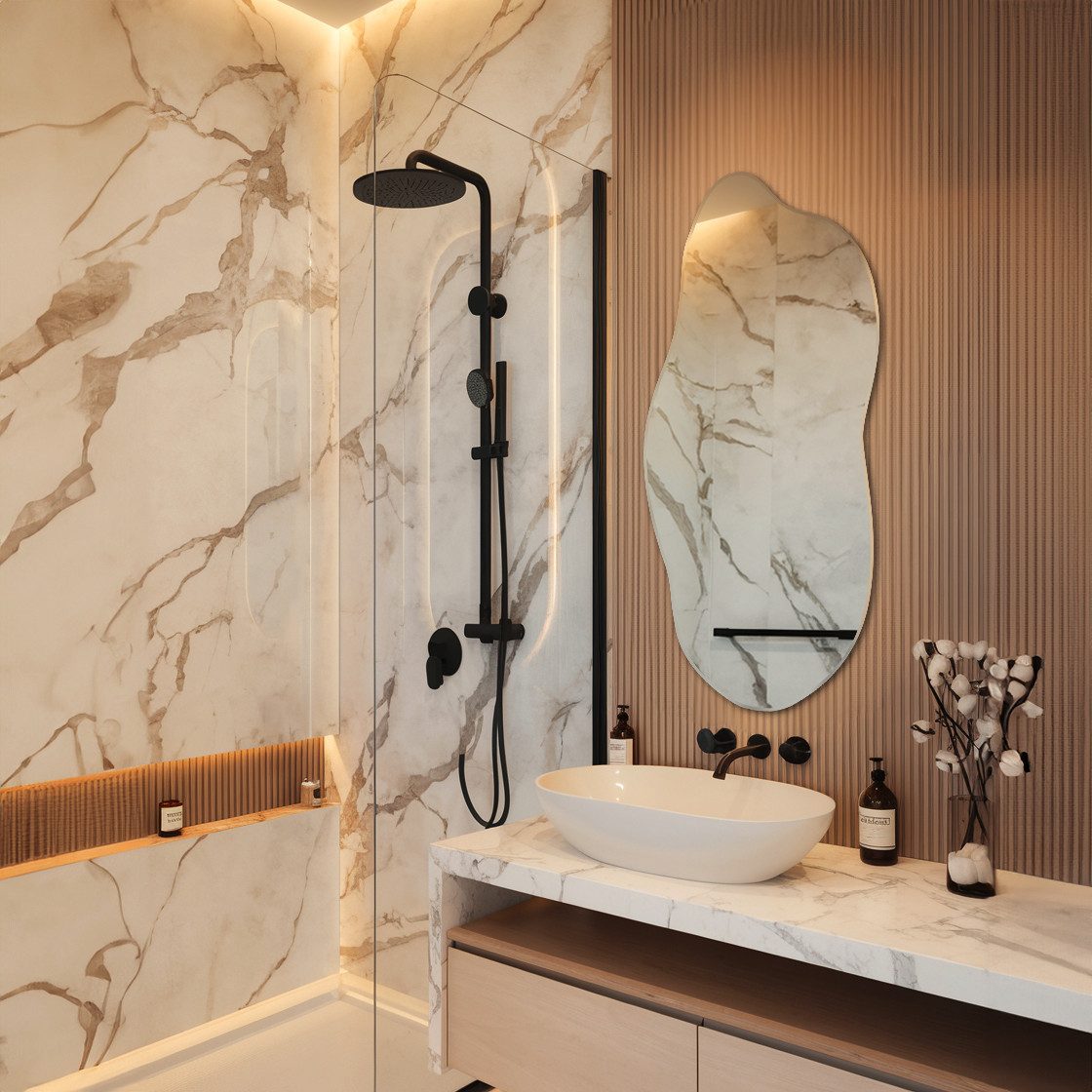 Tulup Dekospiegel Modischer dekorativer Wand-Badezimmerspiegel mit unregelm günstig online kaufen