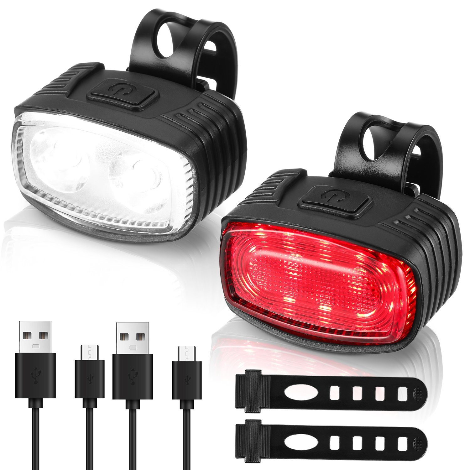 oyajia Fahrradbeleuchtung LED Fahrradlicht Set, Klettern Lampe USB  Aufladbar 2 Pack, Mini LED Fahrrad Lichter 350 mAh Akku Vorne Hinten,  Wasserdicht