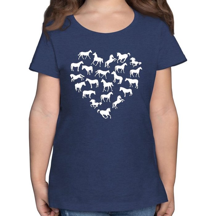 Shirtracer T-Shirt Pferdeherz - Tiermotiv Animal Print - Mädchen Kinder T-Shirt t shirt mädchen gr 164 - pferde t-shirt 158 - tshirt kinder pferd
