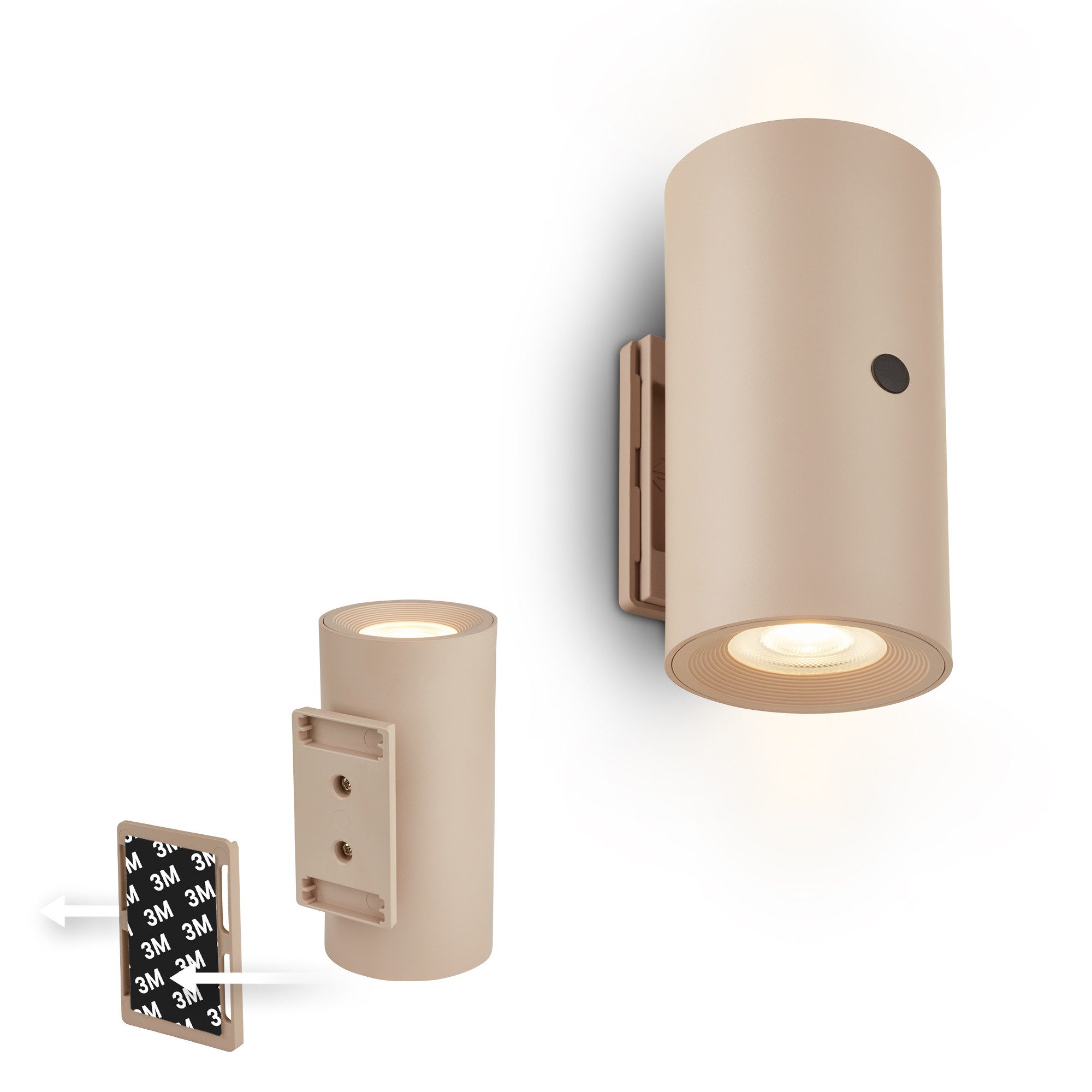 Briloner Leuchten LED Wandleuchte Dimmbar Touchfunktion Kabellos Warmweiß, LED fest integriert