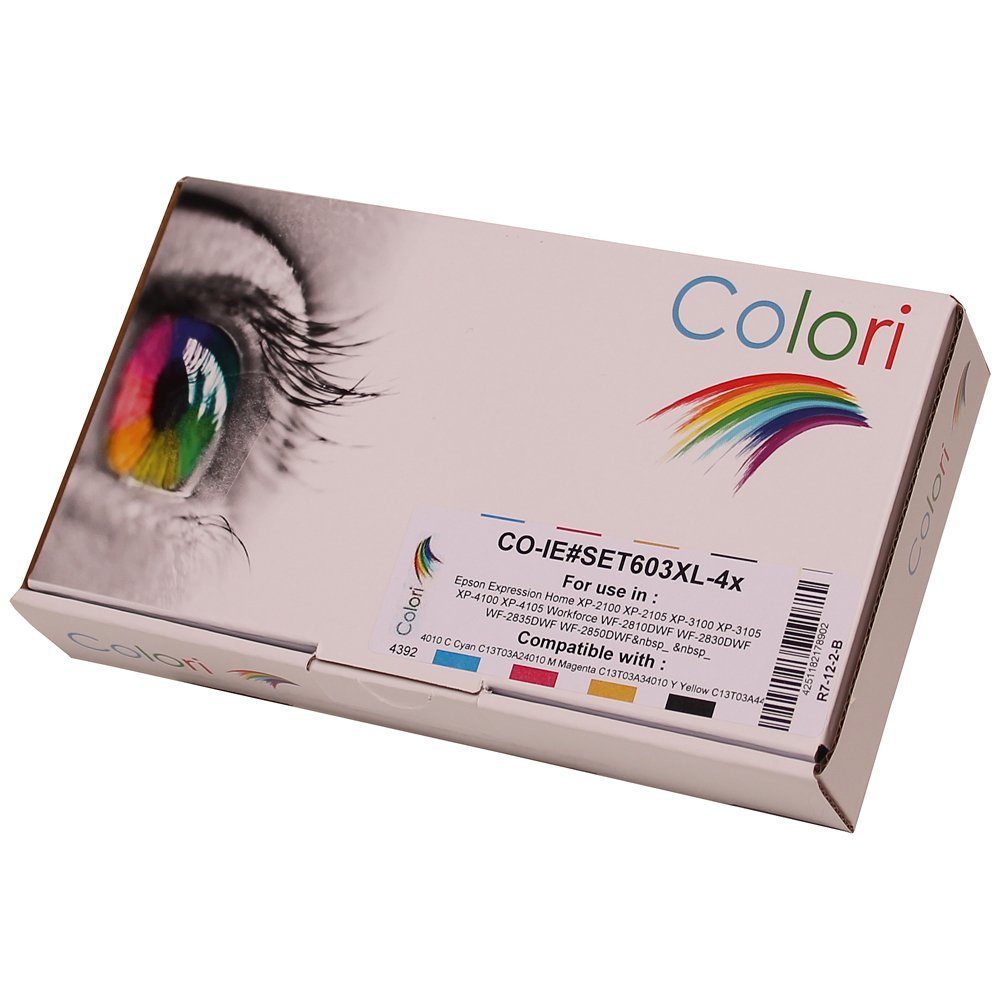 Colori Tintenpatrone (Kompatibles Set 4x Druckerpatrone für Epson 603XL XP2100 XP2105 XP3100 XP3105 XP4100 XP4105 WF2810DWF WF2830DWF WF2835DWF WF2850DWF von Colori)