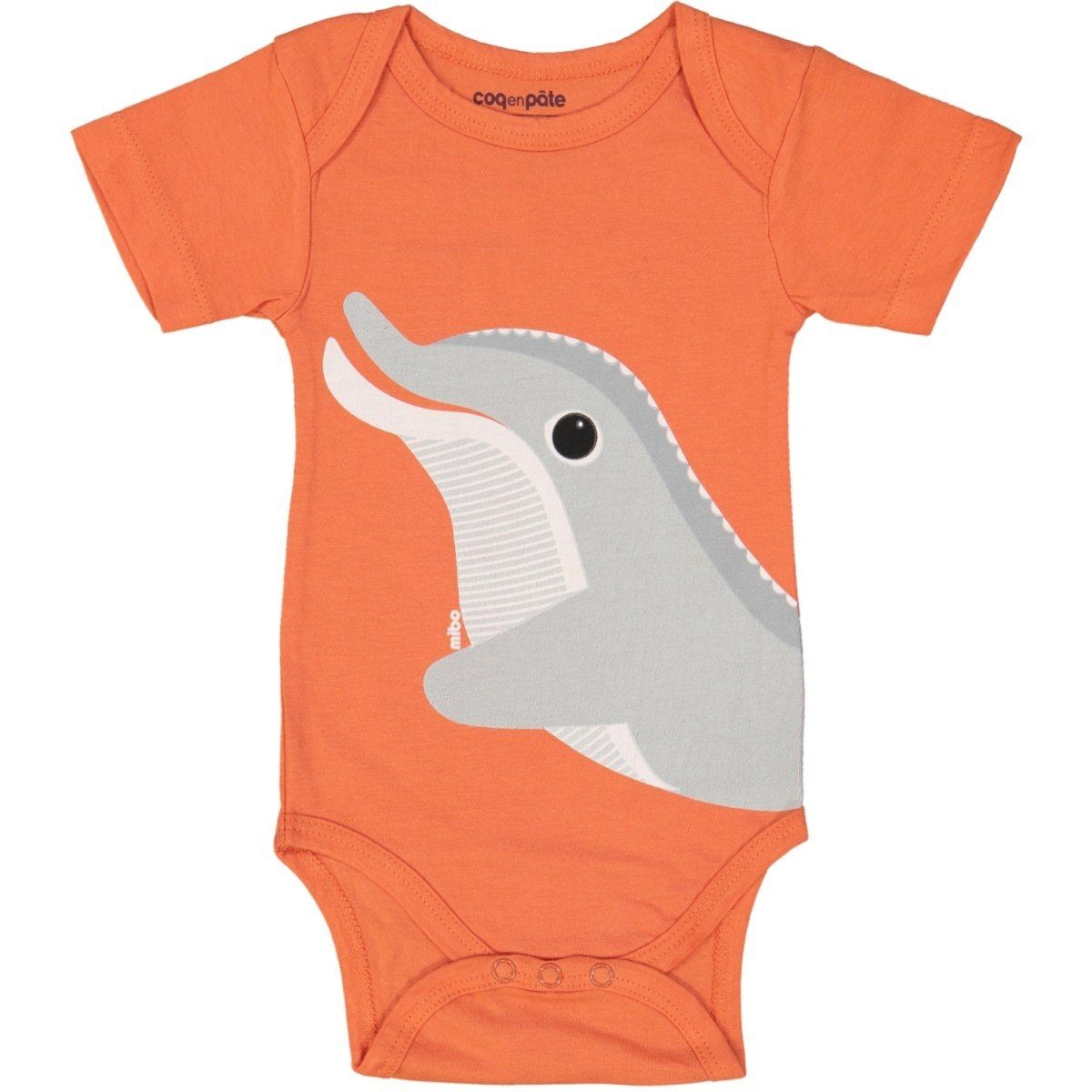 COQ EN PATE Kurzarmbody Body kurzarm 9-12 Monate 74 cm farbenfroh mit Tiermotiven Orange - Delfin