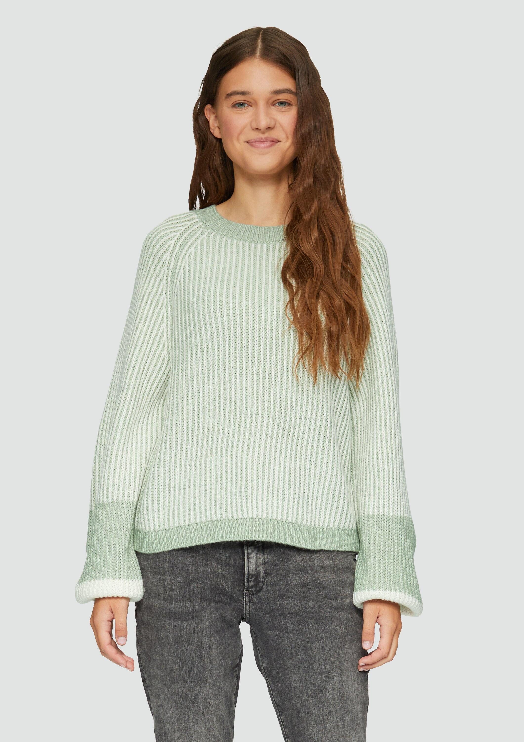 QS Longpullover Strickpullover Verkürzter Pullover mit Colour-Blocking. Reduzierter Preis € 32,49. Unverbindliche Preisempfehlung € 49,99