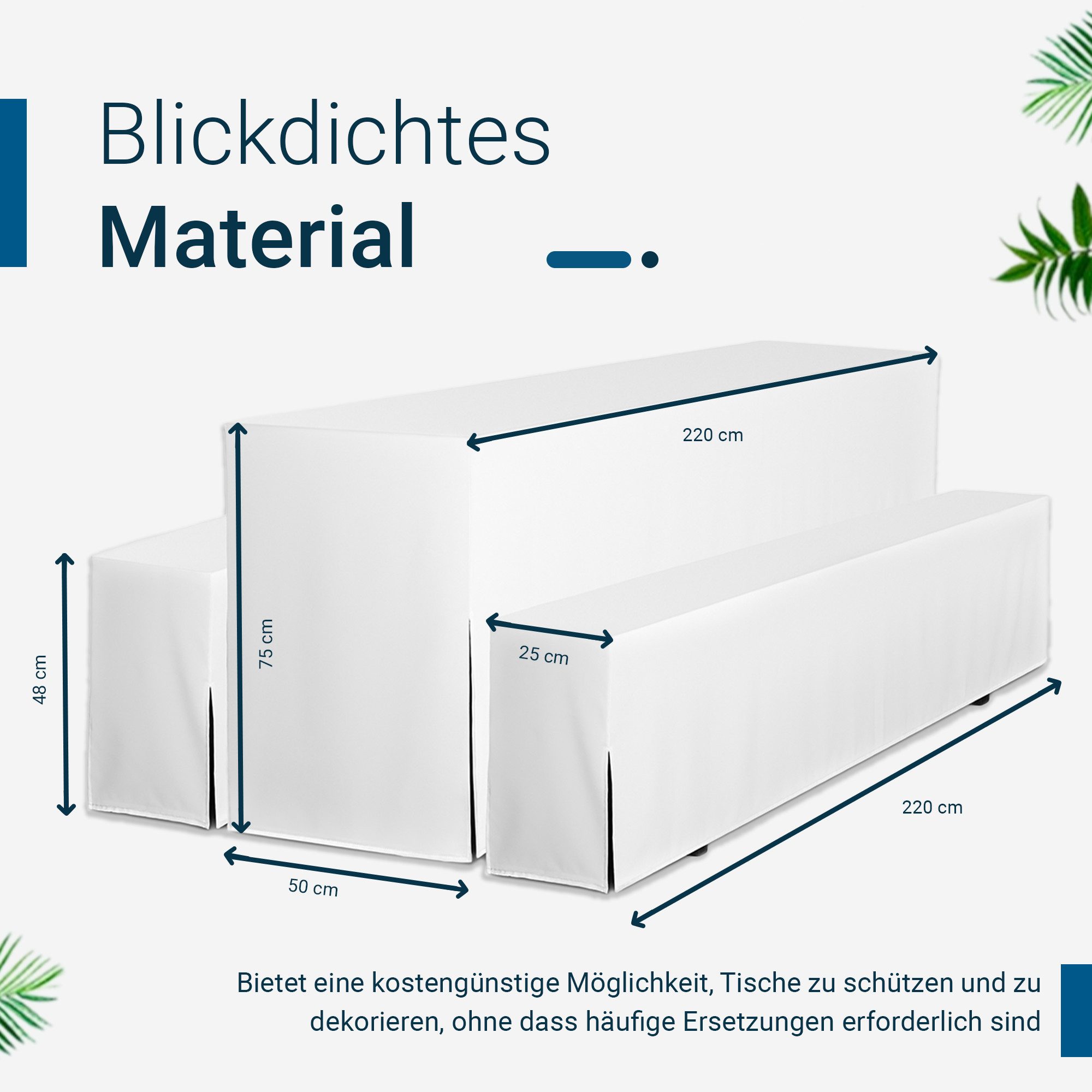 TexDeko Hussen-Set Hussen für Bierzeltgarnitur Premium 3-teiliges Set, Farbe & Länge: nach Wahl, blickdicht & pflegeleicht