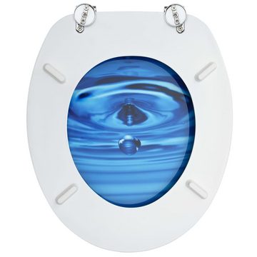 vidaXL WC-Sitz Toilettensitz mit Deckel MDF Blau Wassertropfen-Design (1-St)