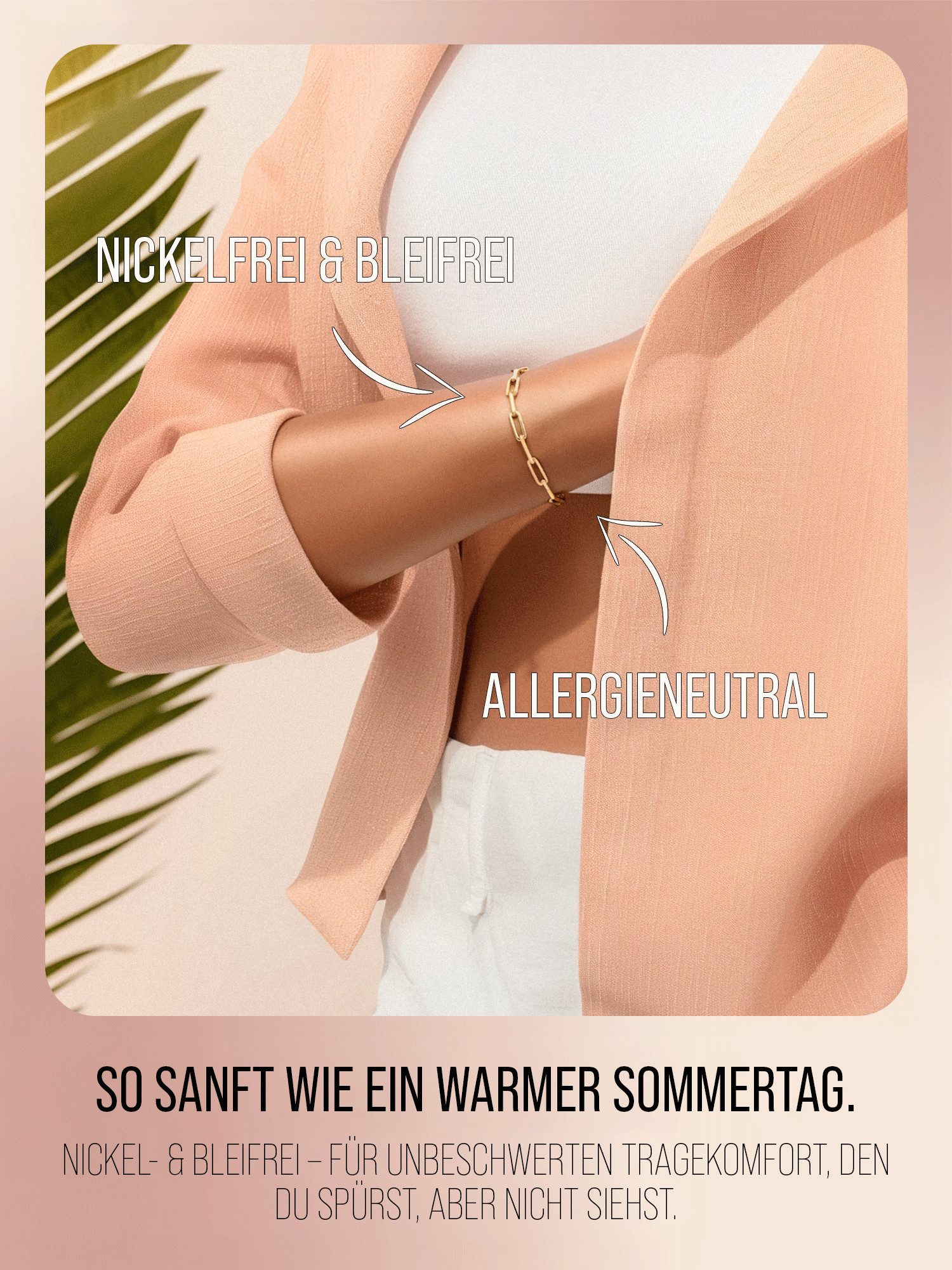 THIORA Armband Island Links Damen Armband – Verstellbare Gliederkette vergoldet (Einzelartikel, Einzelschmuckstück – Armband), Verstellbar, Wasserfest, Allergikerfreundlich, Hautfreundlich