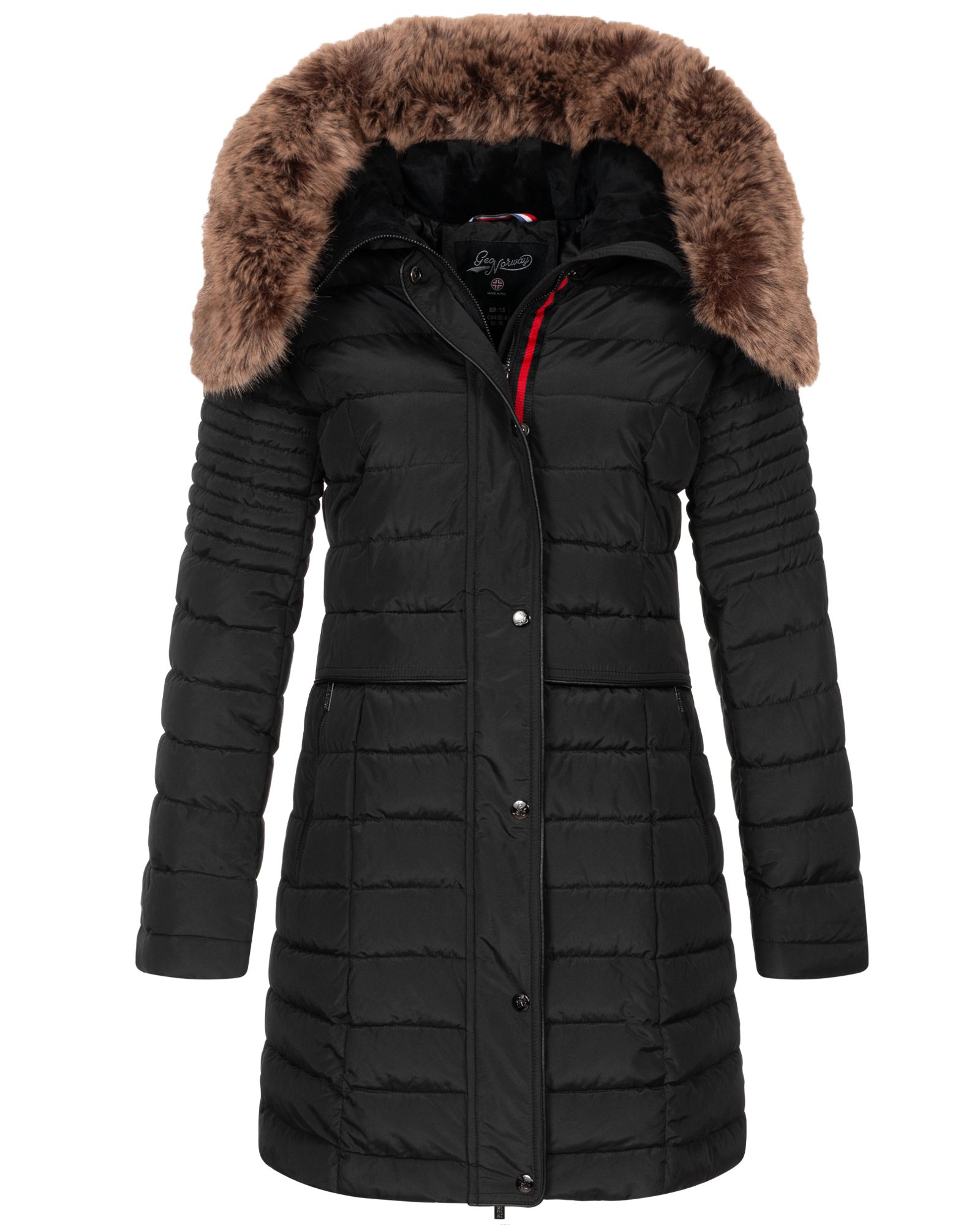 Geo Norway Steppjacke Damen Winter Jacke Mantel Parka Steppjacke Steppmantel Wintermantel Schwarz