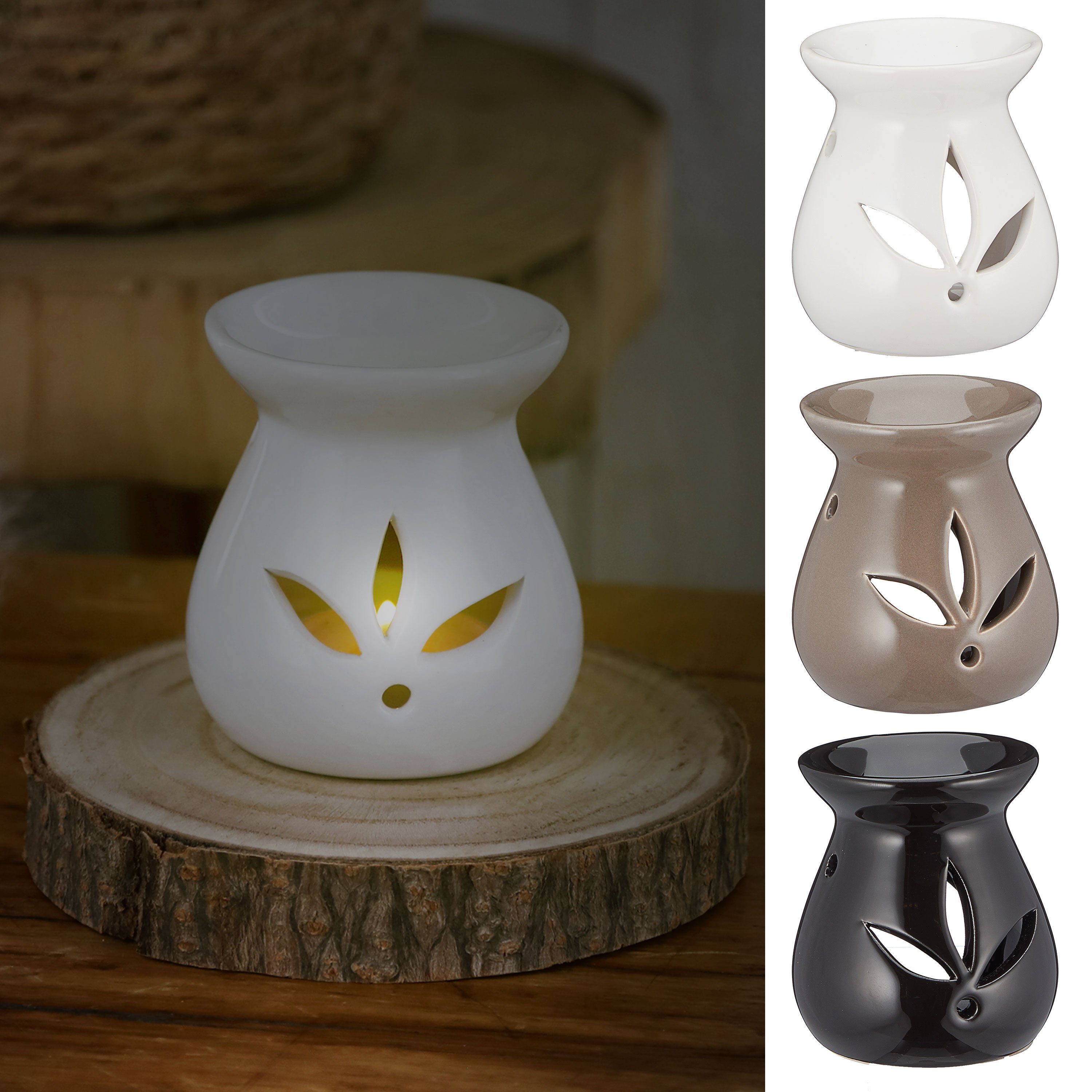 CEPEWA Duftlampe Duftlampe 3er Set Keramik braun schwarz weiß Aromalampe Raumduft