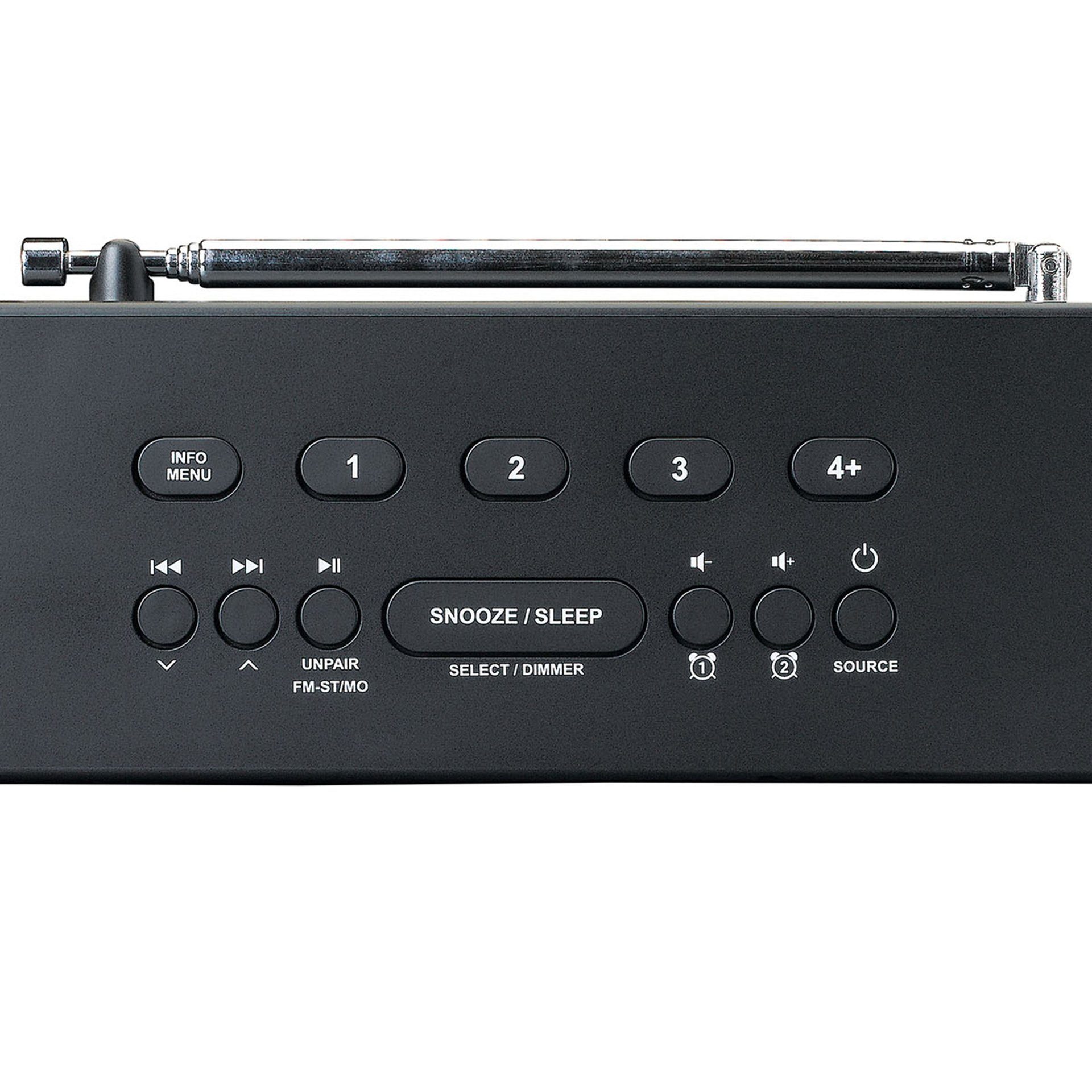 Lenco CR-640BK (DAB), Uhrenradio (DAB) (Digitalradio mit und 2x4W Digitalradio 4 Stereo RMS W) BT DAB+/FM