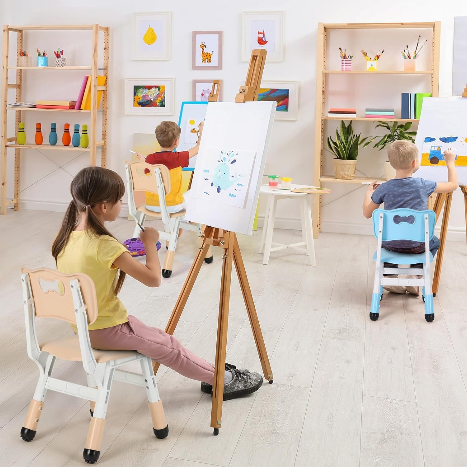 TLGREEN Kindersitzgruppe Kinder Schreibtischstuhl Höhenverstellbar, (Kinderstühle mit Rückenlehne, 2-tlg., für Kinderzimmer Schule Kindertagespflege), Kinder St – Bild 2 von 5