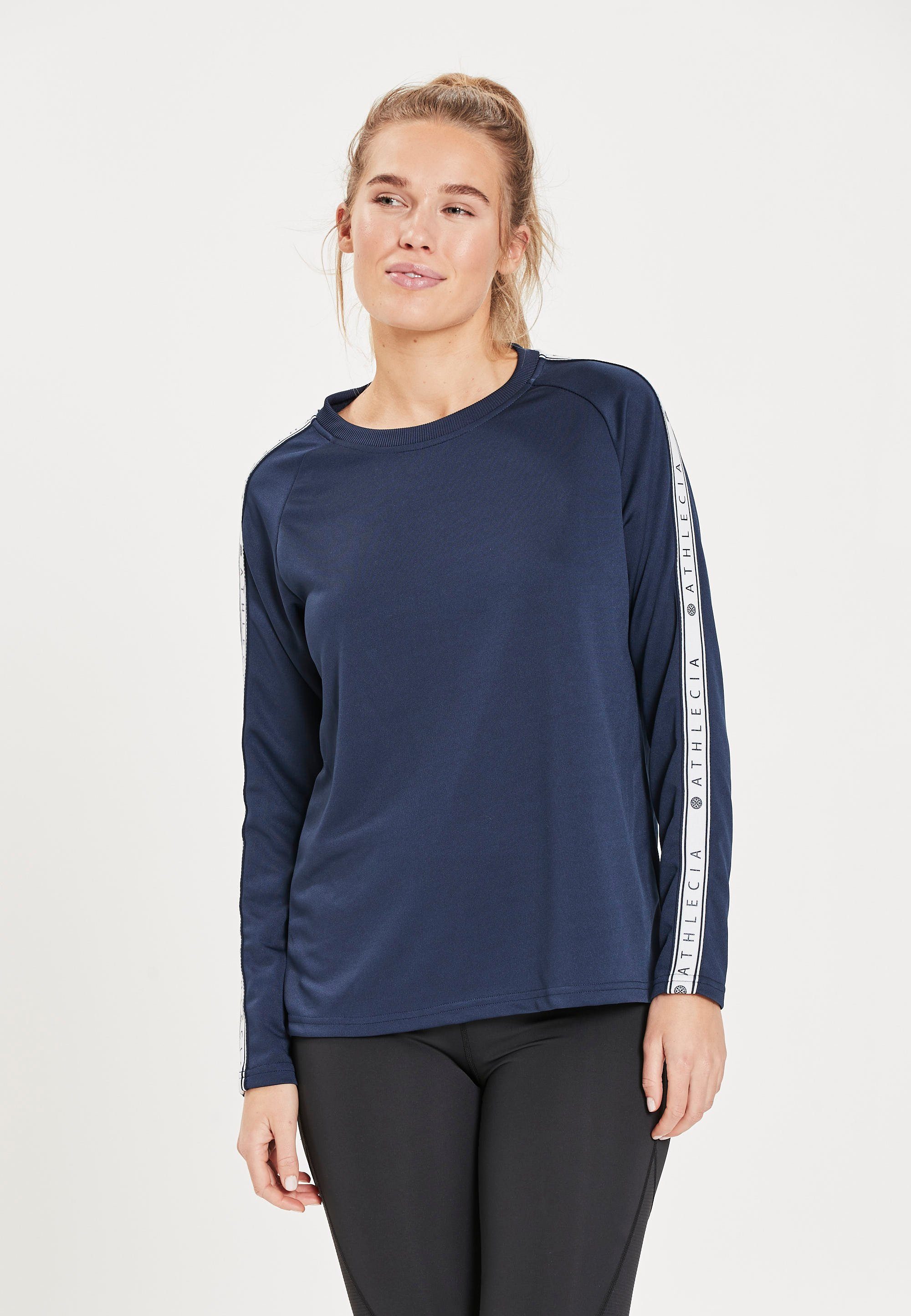 ATHLECIA Langarmshirt SELLA Logoprint-Streifen mit hippen blau (1-tlg)