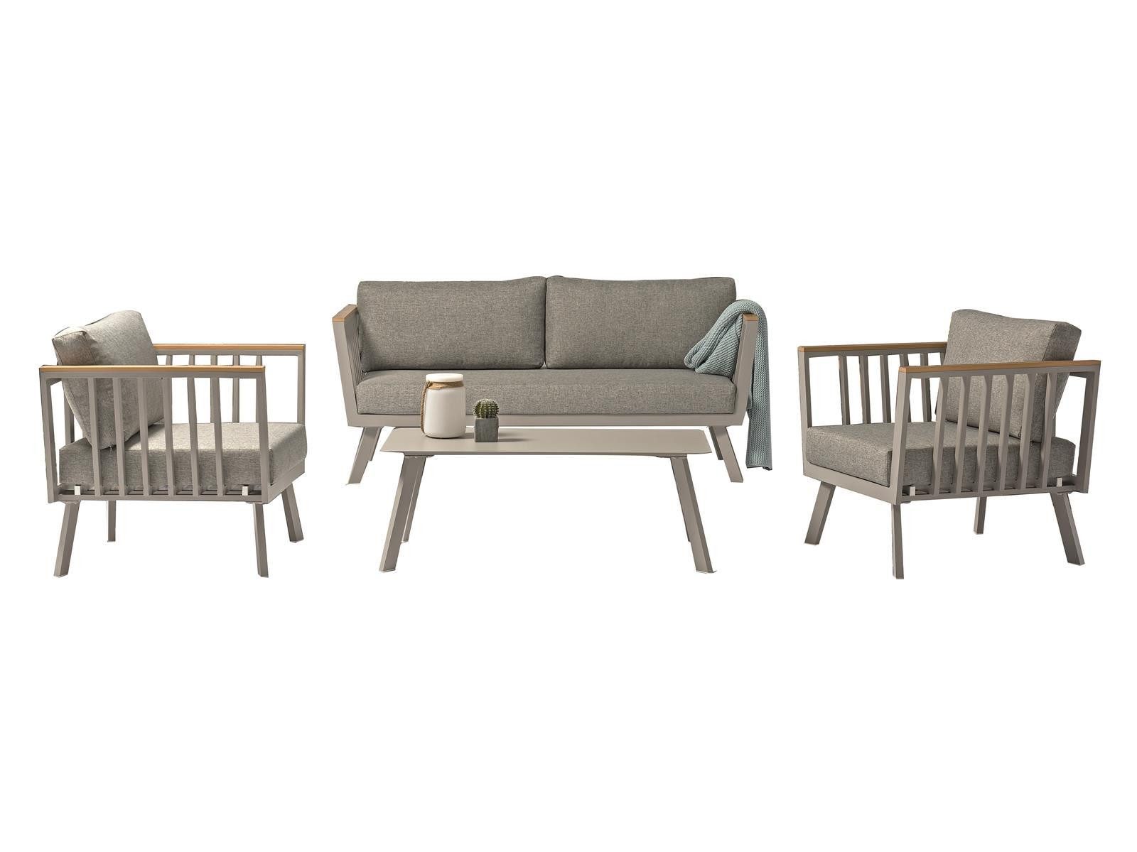 GreenSpirit Loungeset Lounge-Set GONDOLA 4-tlg Aluminium Teakfarben/grau Green Spirit®