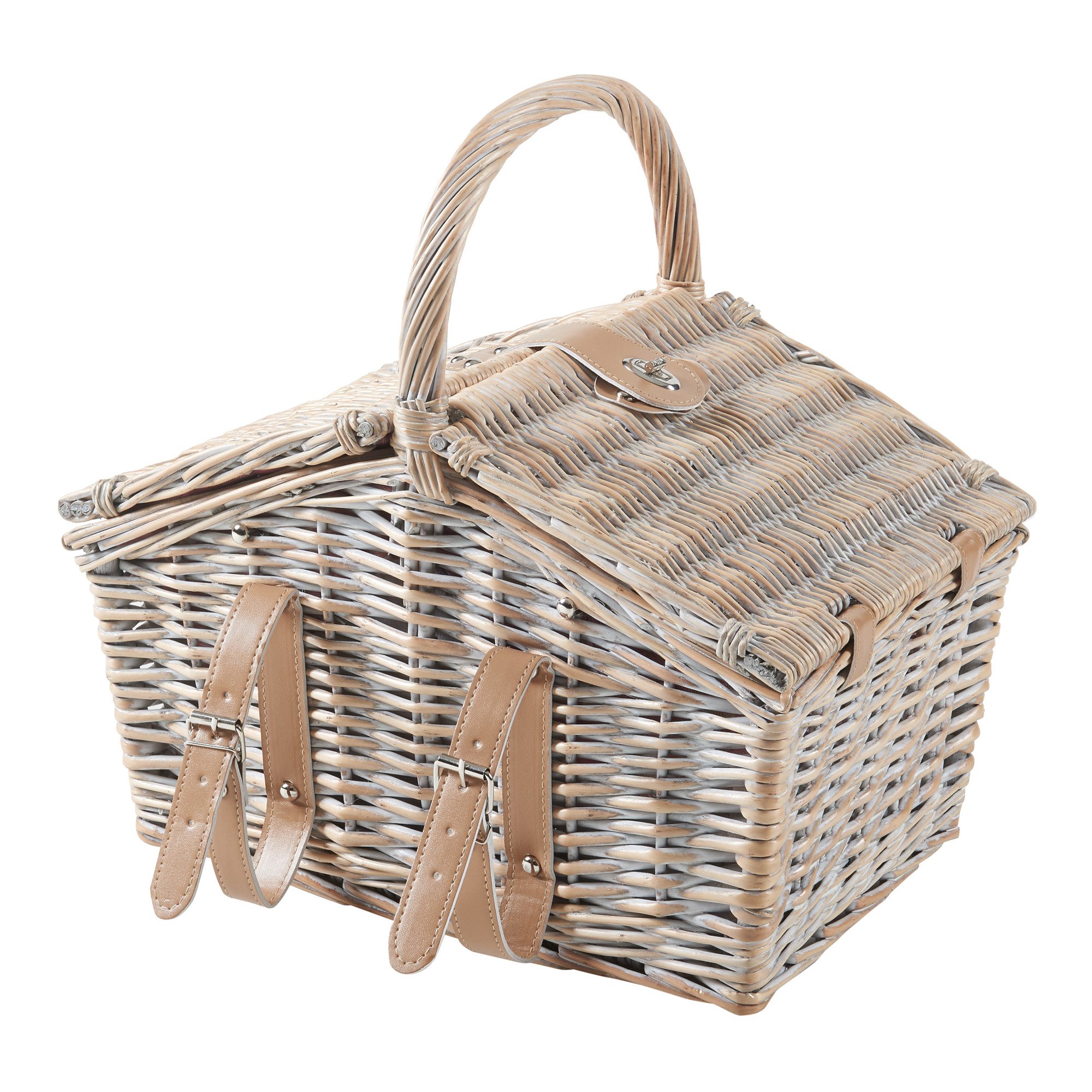 casa.pro Picknickkorb (Komplettset), »Bucchianico« Weidenkorb für 2 Personen mit Geschirr und Besteck