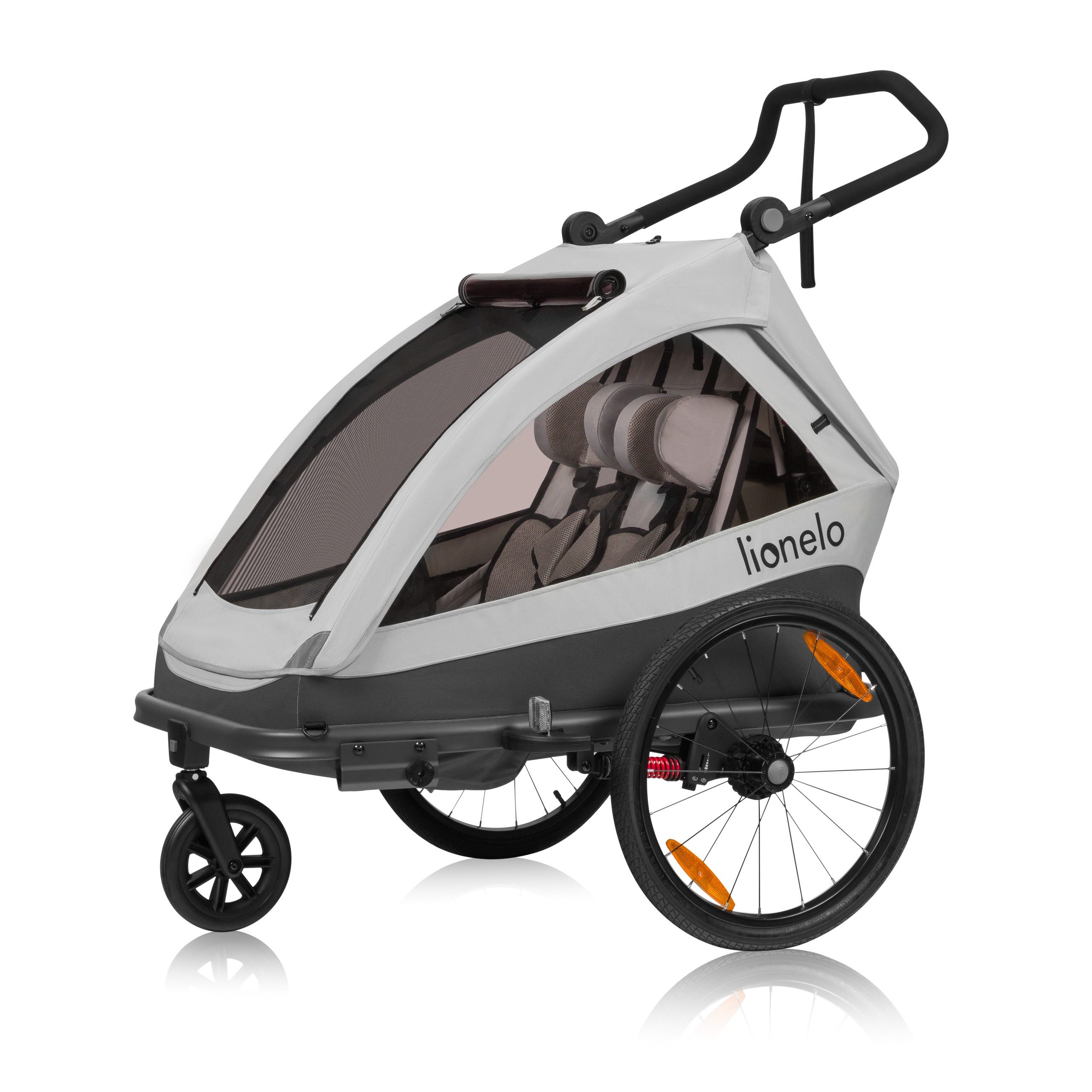 lionelo Fahrradkinderanhänger CAMA, 2in1 / SIQ / All-round-safety/ Head+/UPF 50+/60l Kofferraum