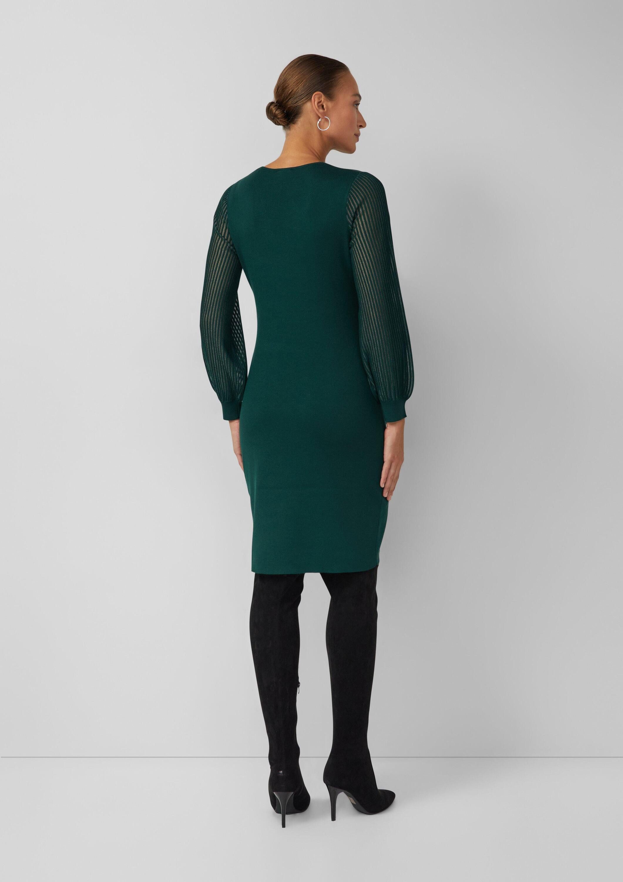 s.Oliver Midikleid Kleid Feinstrick-Kleid aus Viskosemix mit semitransparenten Ärmeln