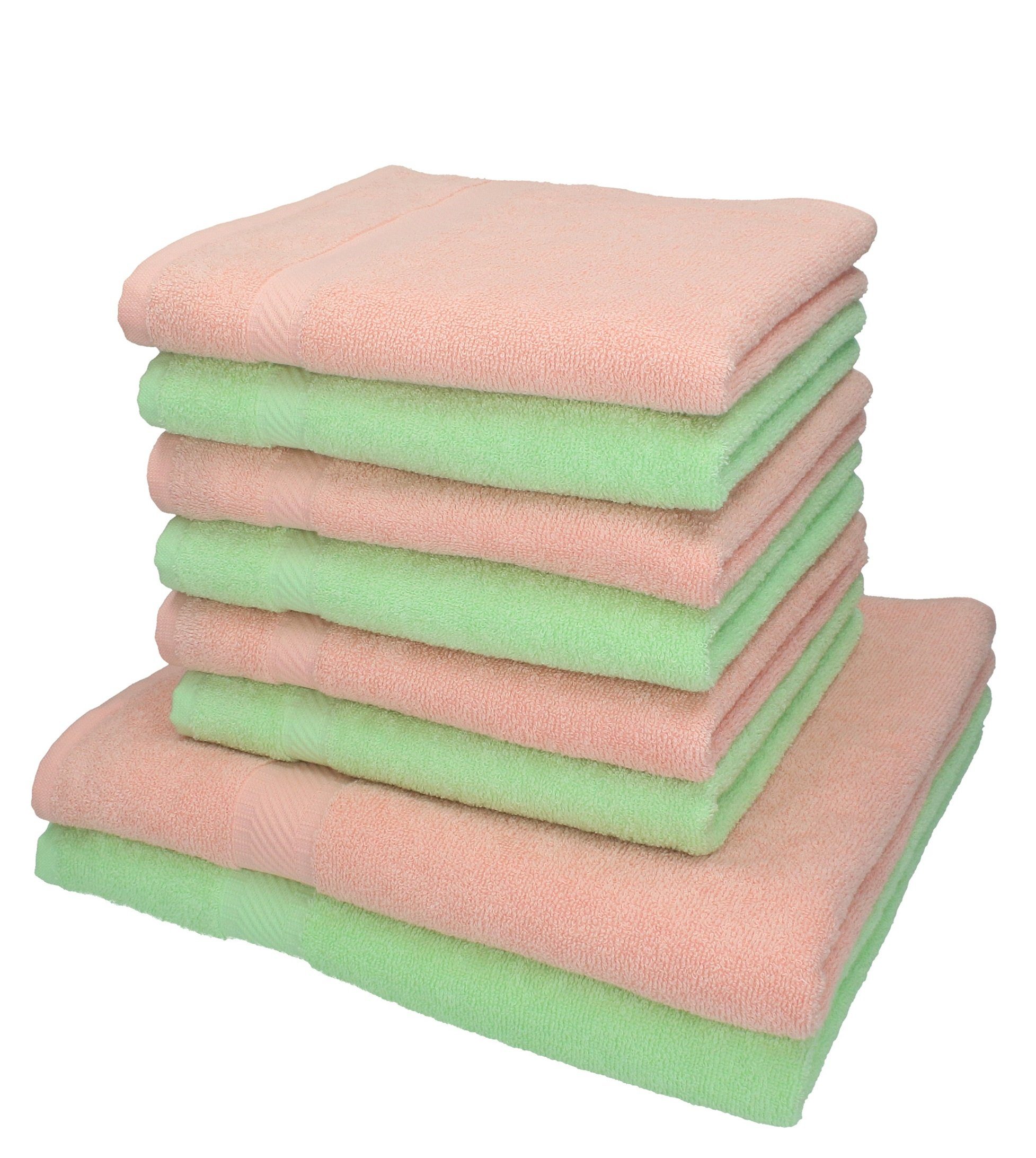 Betz Handtuch Set 8-tlg. Handtuch-Set Palermo Farbe apricot und grün, 100% Baumwolle