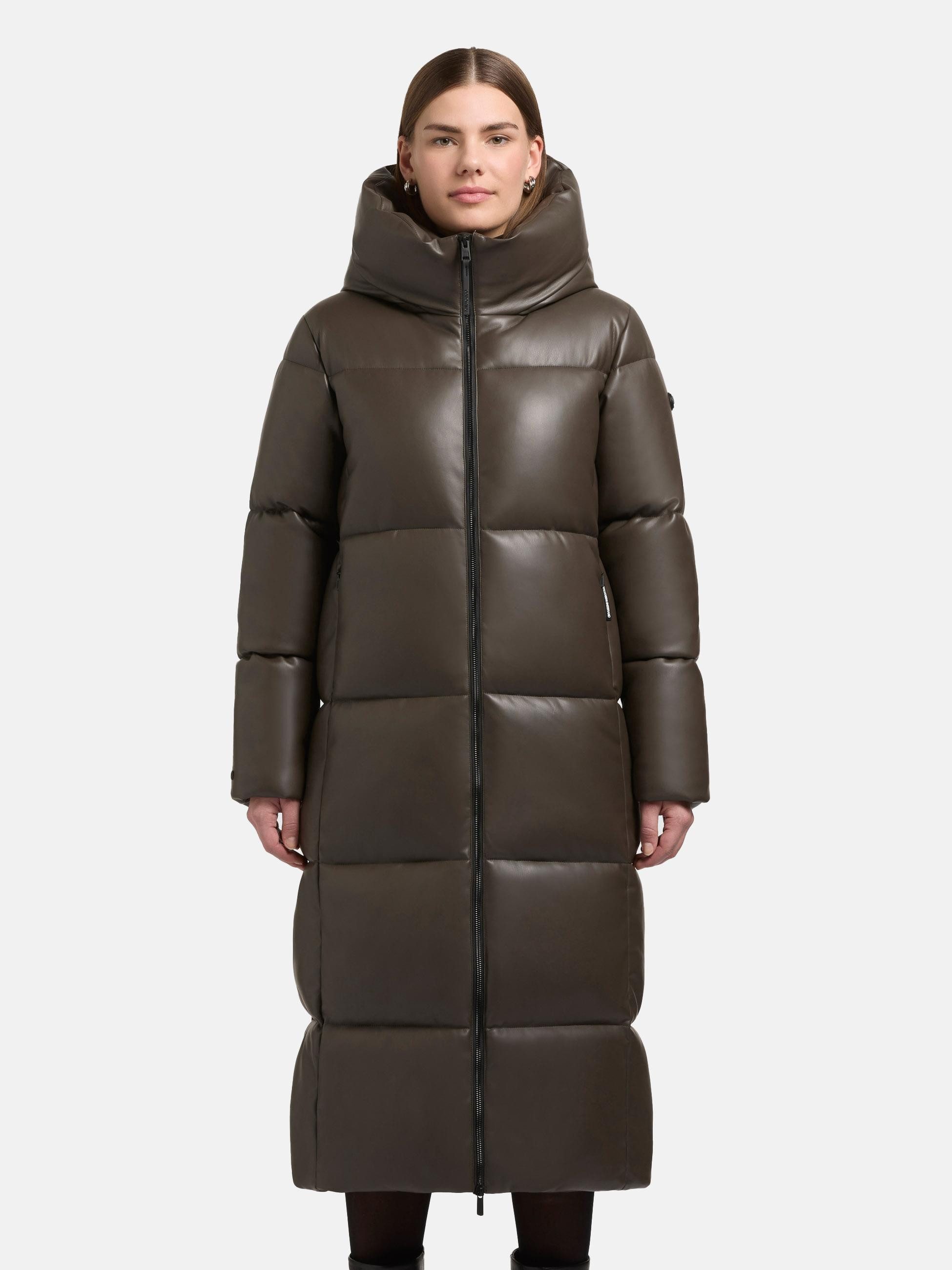 khujo Steppmantel Destiny Langer gesteppter Damen Mantel in Lederoptik günstig online kaufen