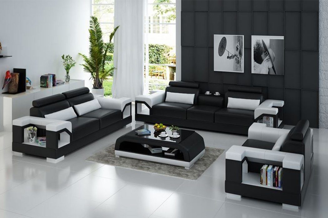 Sofagarnitur Moderne neu, 3+1+1 Sofa JVmoebel in Möbel Europe schwarz-weiße luxus Made