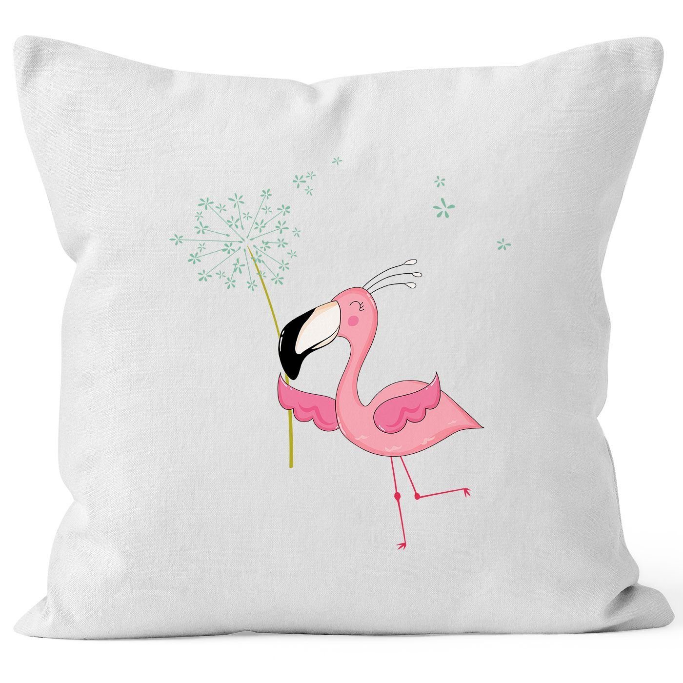 weiß Pusteblume MoonWorks MoonWorks® Dekokissen Kissen-Hülle Flamingo Dandelion Kissen-Bezug Deko-Kissen Baumwolle