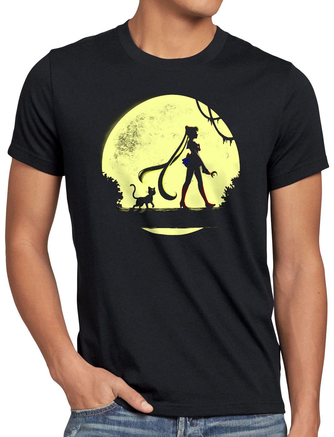 style3 Print-Shirt Herren T-Shirt Sailor Mondschein mondstein moon luna mars planet anime