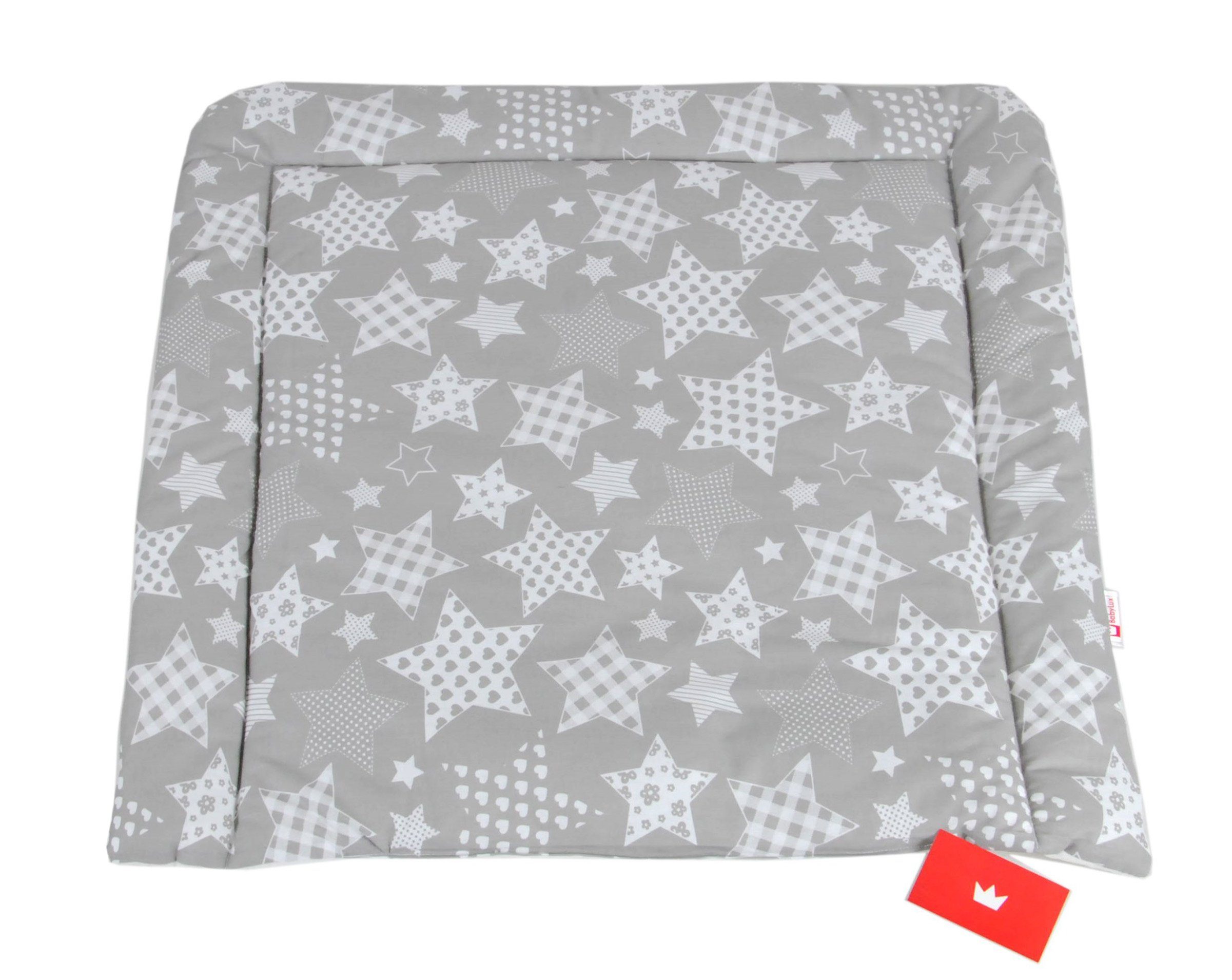 BabyLux Wickelauflage BABYLUX Wickeltischauflage Wickelauflage Baby Wickeltisch 50x70 70x70 80x70, 50 x 70 cm 96 - Sterne (Groß) Grau