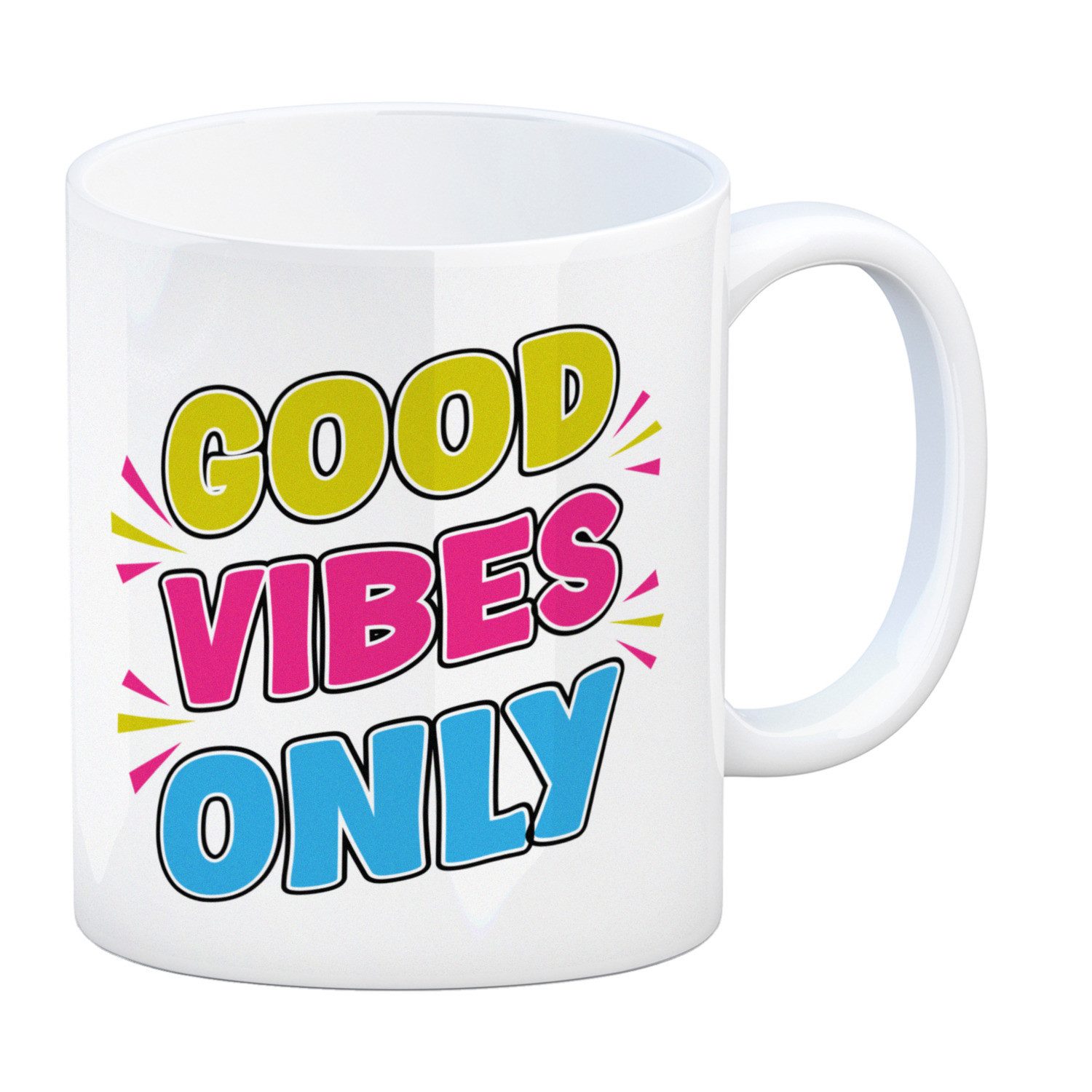 Tasse Good Vibes Only Kaffeebecher mit Spruch für Arbeitskollegen