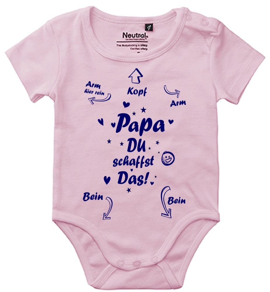 coole-fun-t-shirts Neugeborenen-Geschenkset Papa Du schaffst das - Baby Body Neugeborenes Strampler Light Pink