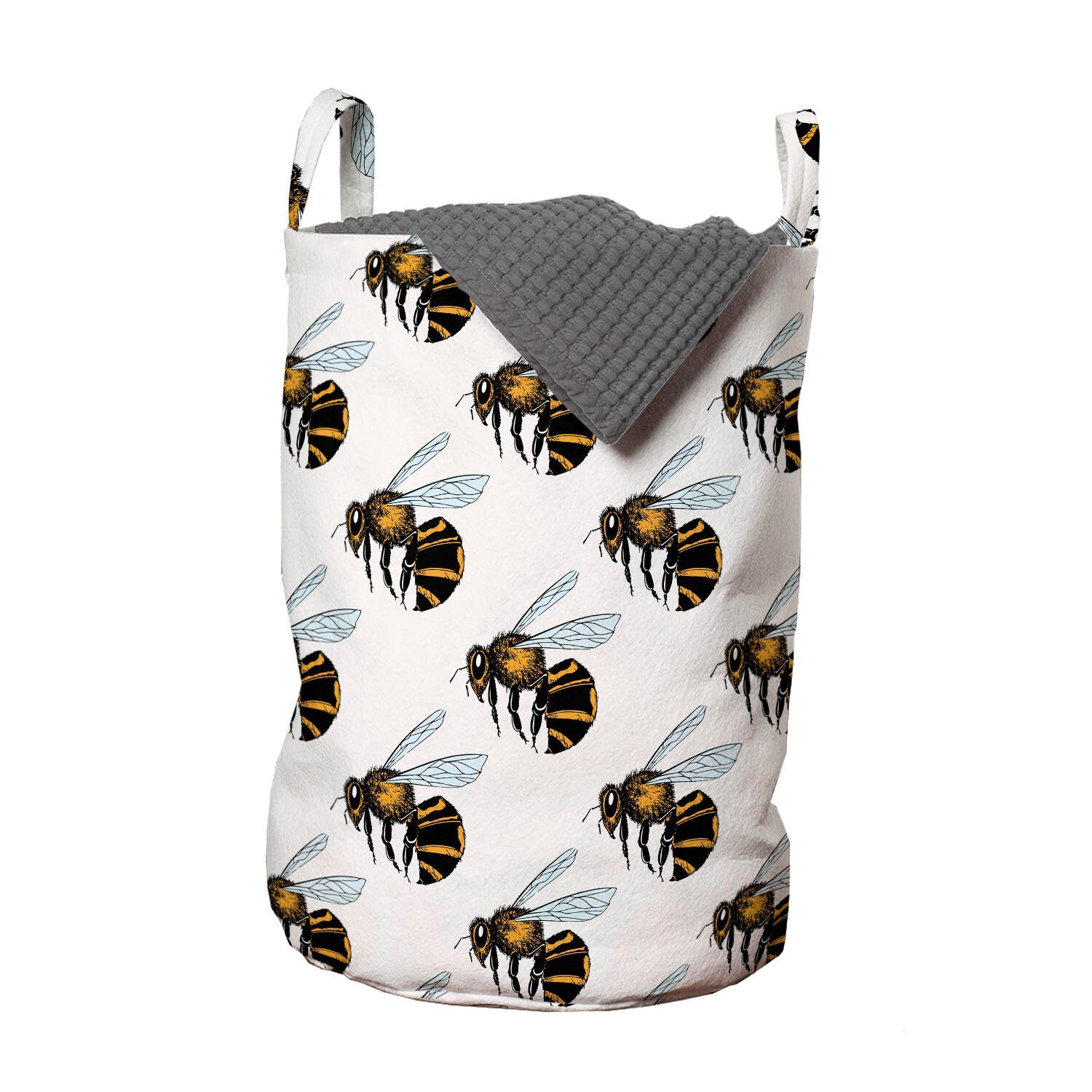 Abakuhaus Wäschesäckchen Wäschekorb mit Griffen Kordelzugverschluss für Waschsalons, Entomologie Detaillierte Buzzing Bee