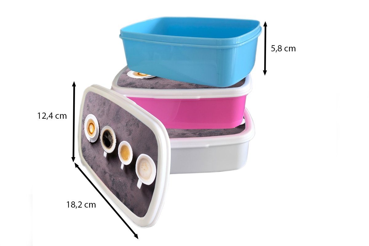 Industrie, Lunchbox MuchoWow für Kaffee Erwachsene, Kunststoff, und Küche Kinder - weiß Mädchen Jungs Brotdose, (2-tlg), - für Brotbox und