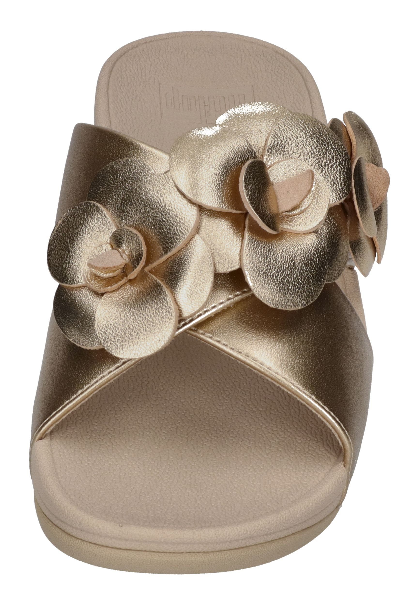 Fitflop LULU FLOWER CROSS SLIDES Pantolette Platino