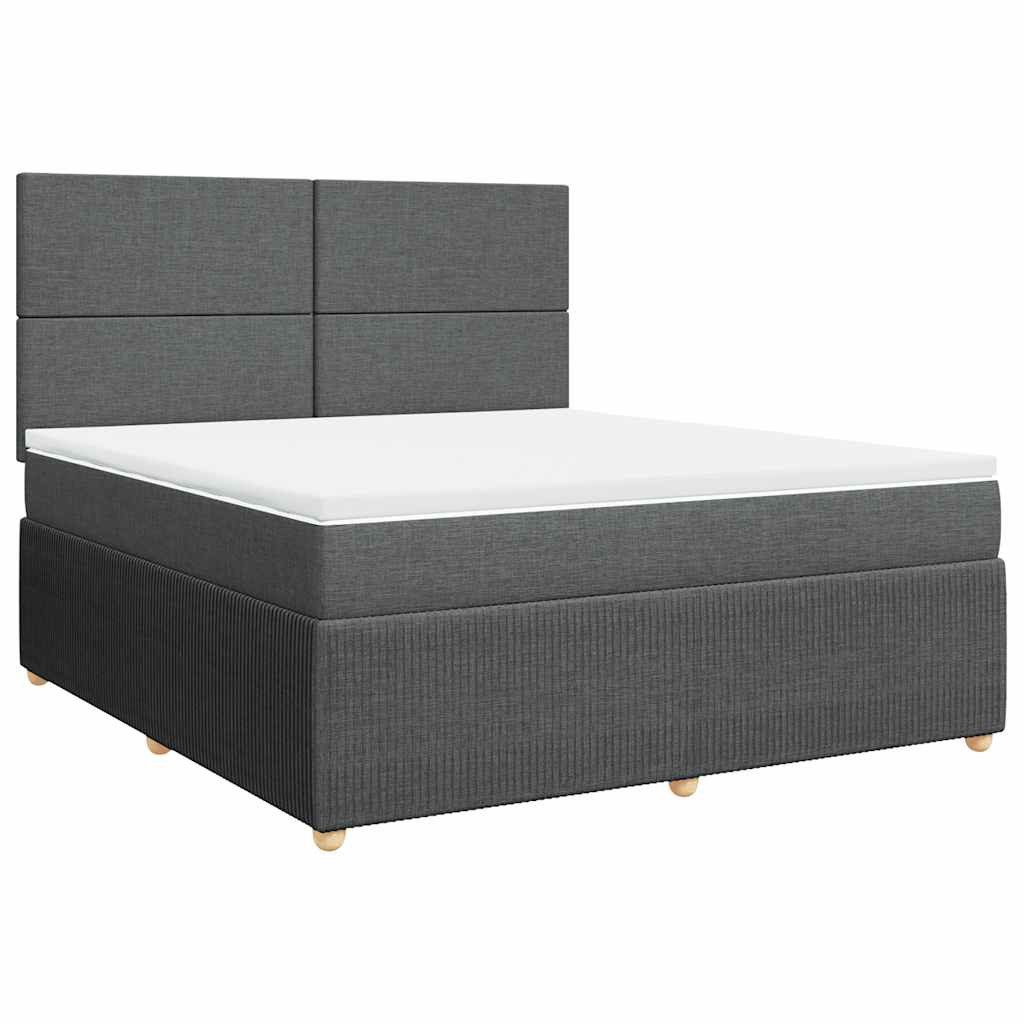 vidaXL Bett Boxspringbett mit Matratze Dunkelgrau günstig online kaufen
