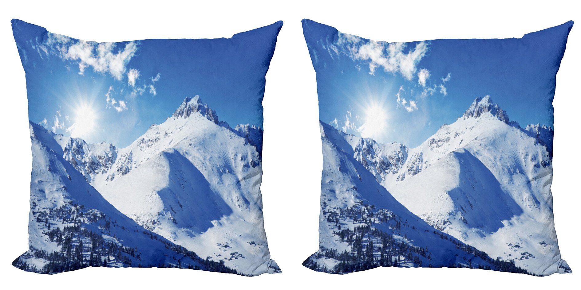 Kissenbezüge Modern Accent Doppelseitiger Digitaldruck, Abakuhaus (2 Stück), Weiß Sonnenaufgang am Berg