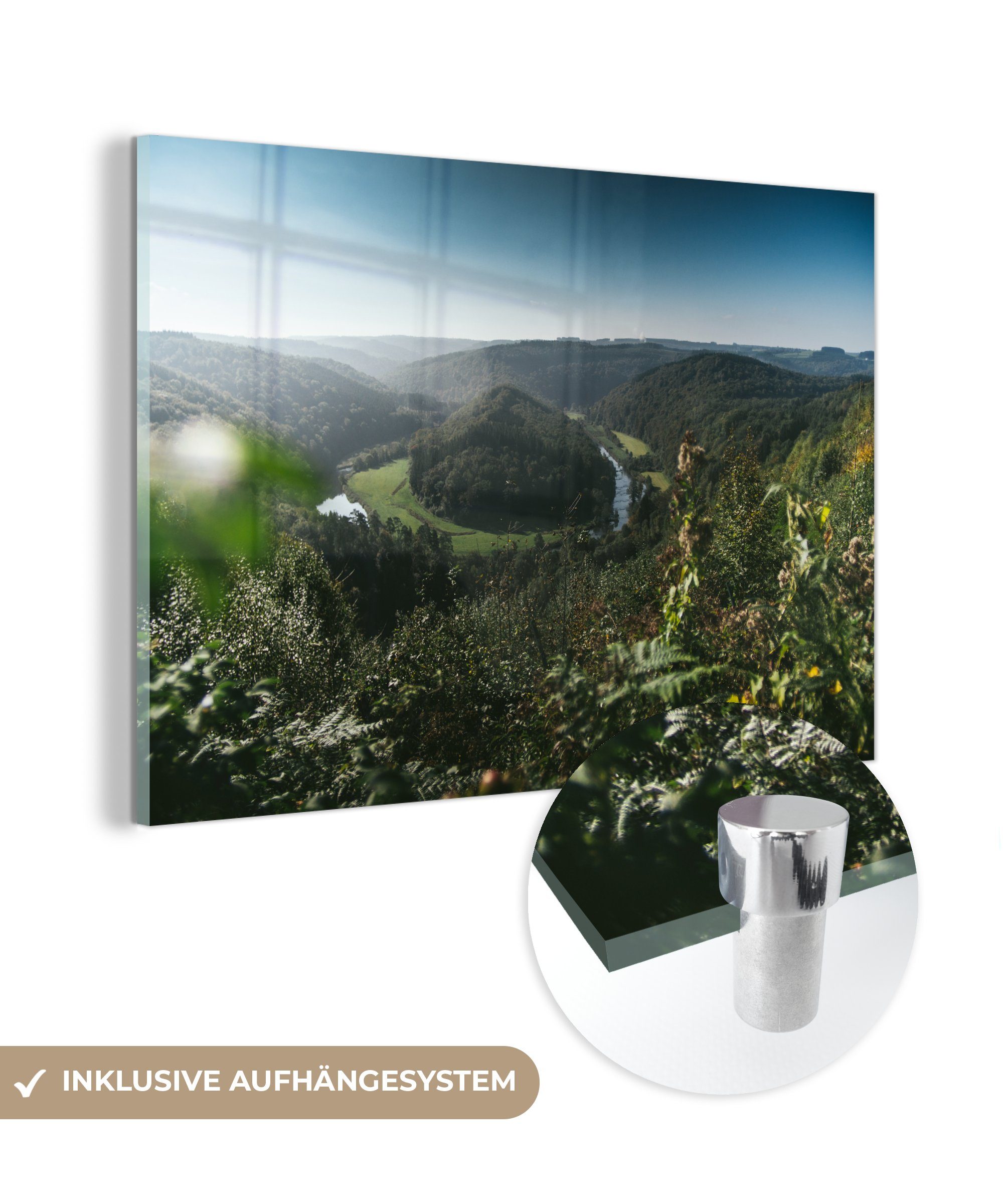 MuchoWow Acrylglasbild Ardennen, & Ein Wohnzimmer mäandernder belgischen in St), (1 Fluss Acrylglasbilder Schlafzimmer den