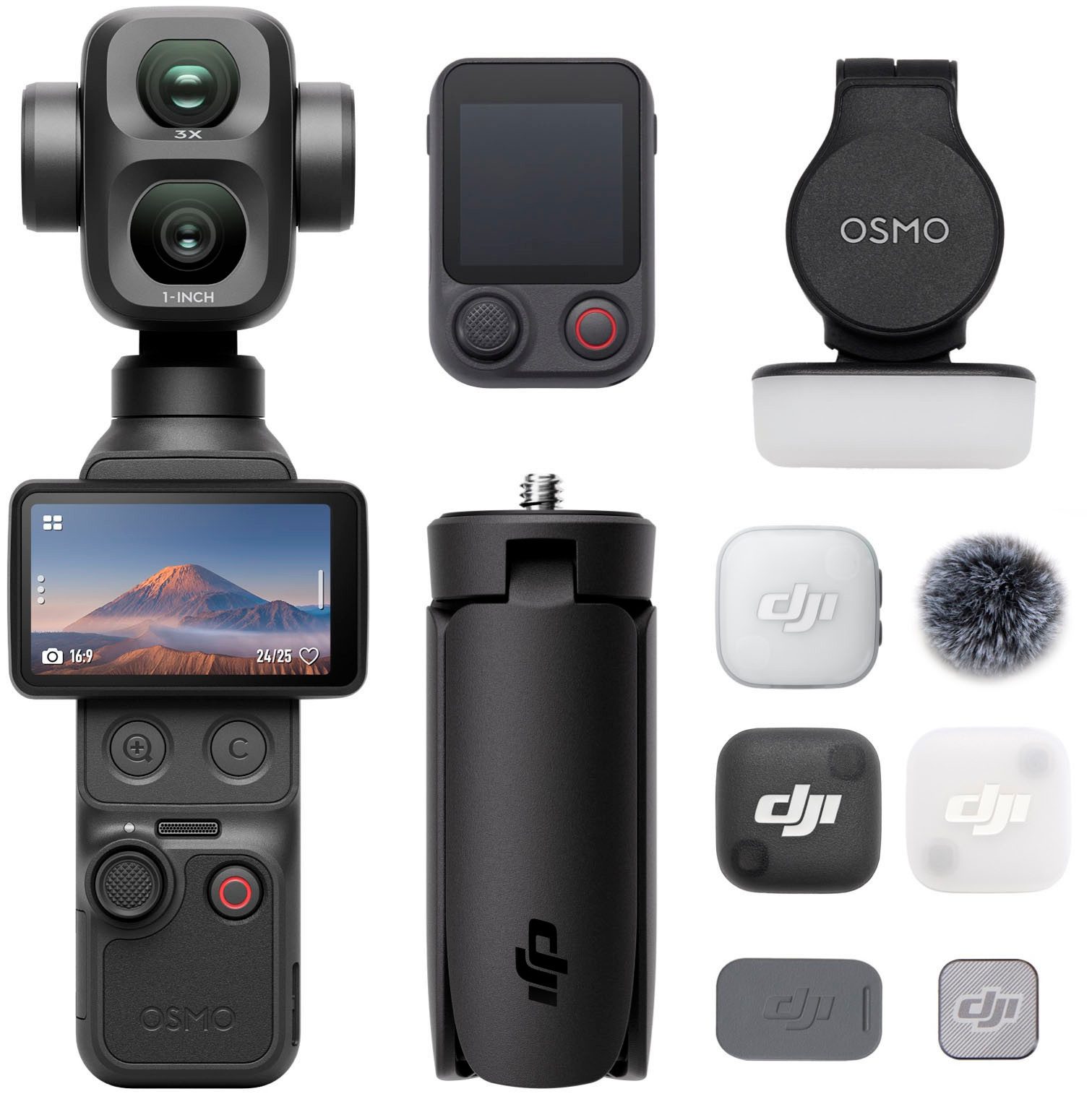 DJI Osmo Pocket 4P (Pro) Vlog Combo Kompaktkamera (Weitwinkelobjektiv, Teleobjektiv, 37 MP, 3x opt. Zoom, WLAN (Wi-Fi), Bluetooth)