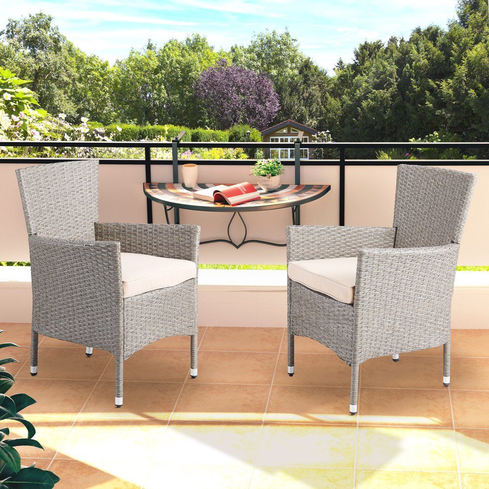Casaria Gartenstuhl, Polyrattan 4er Set Stapelbar günstig online kaufen