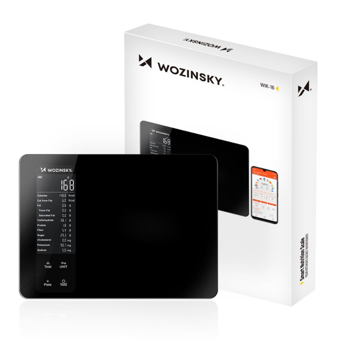 Wozinsky Küchenwaage WIK-16, Bluetooth Küchenwaage mit App und Nährwertanzeige