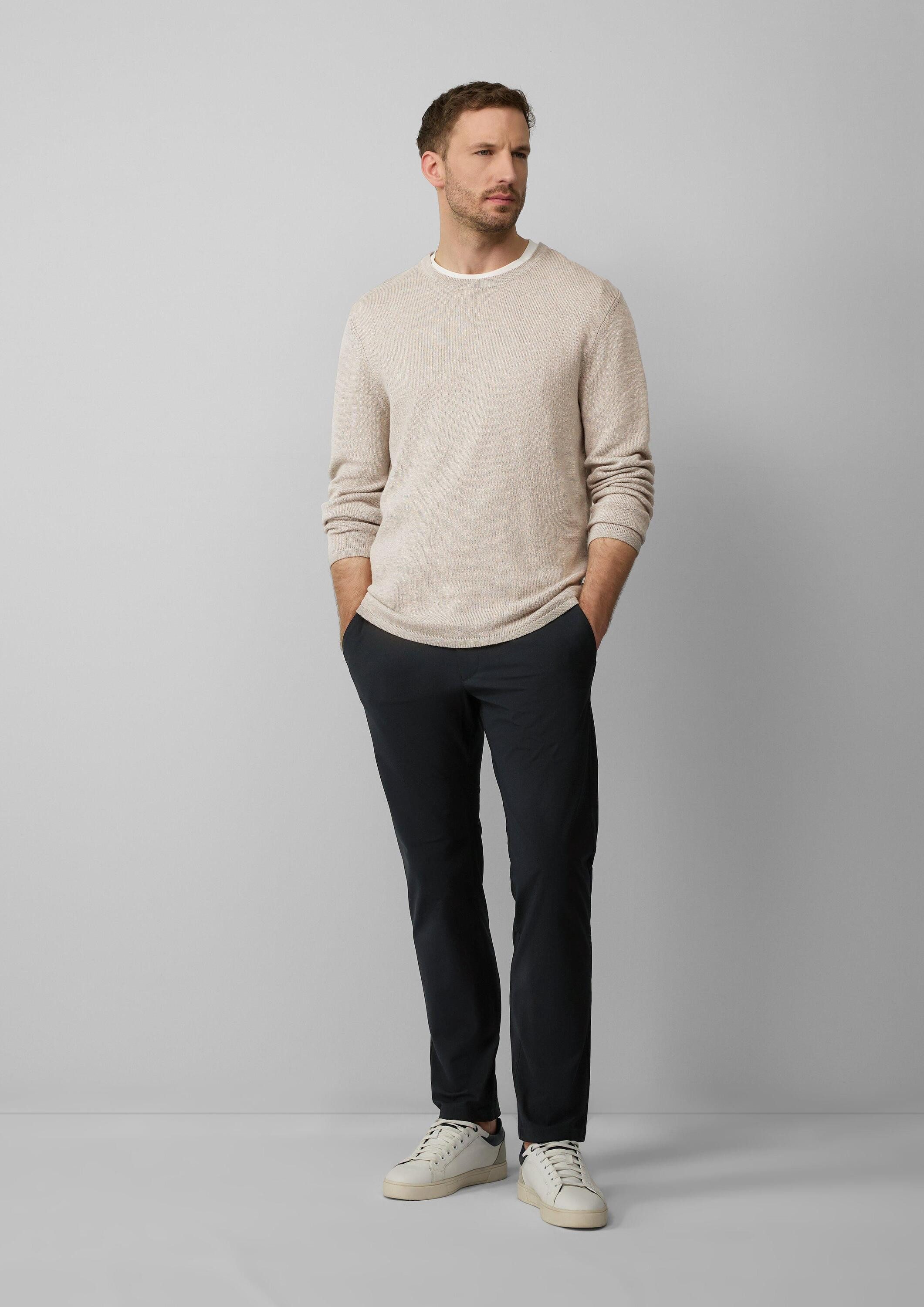 s.Oliver Longpullover Strickpullover Softer Strickpullover aus Baumwoll-Leinenmix