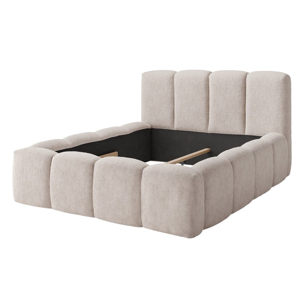 Lomadox Polsterbett NUITS-166, 160x200 cm Liegefläche, beige, voluminöse Steppung