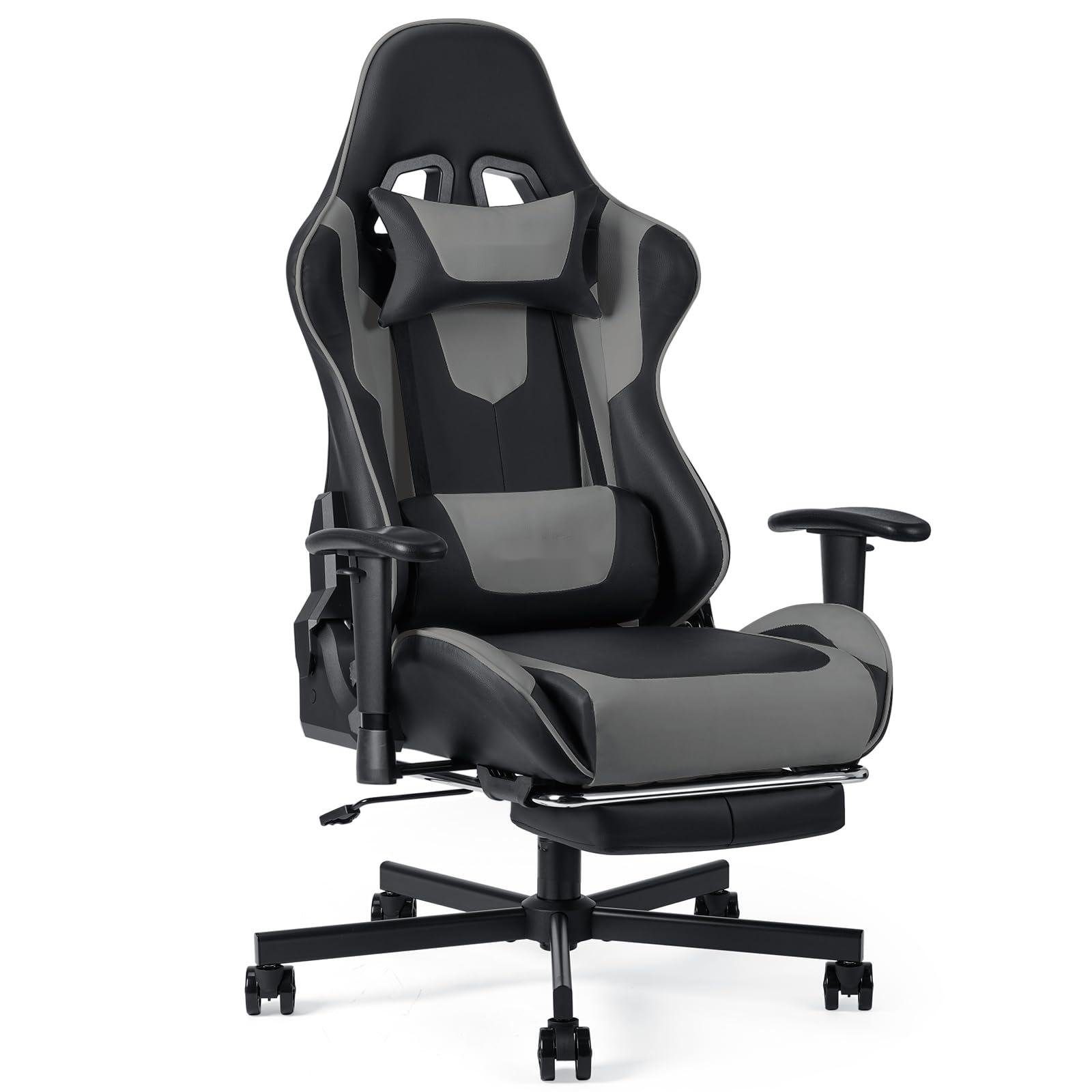 ergonomische Gaming-Stuhl Bürostuhl Rückenlehne Gaming-Stühle mit Nackenkissen, mit 90°-150° Gamer-Rennstuhl Fußstütze, Lendenkissen Fangqi verstellbaren Kippfunktion, Armlehnen), (3D-Armlehnen, verstellbar,