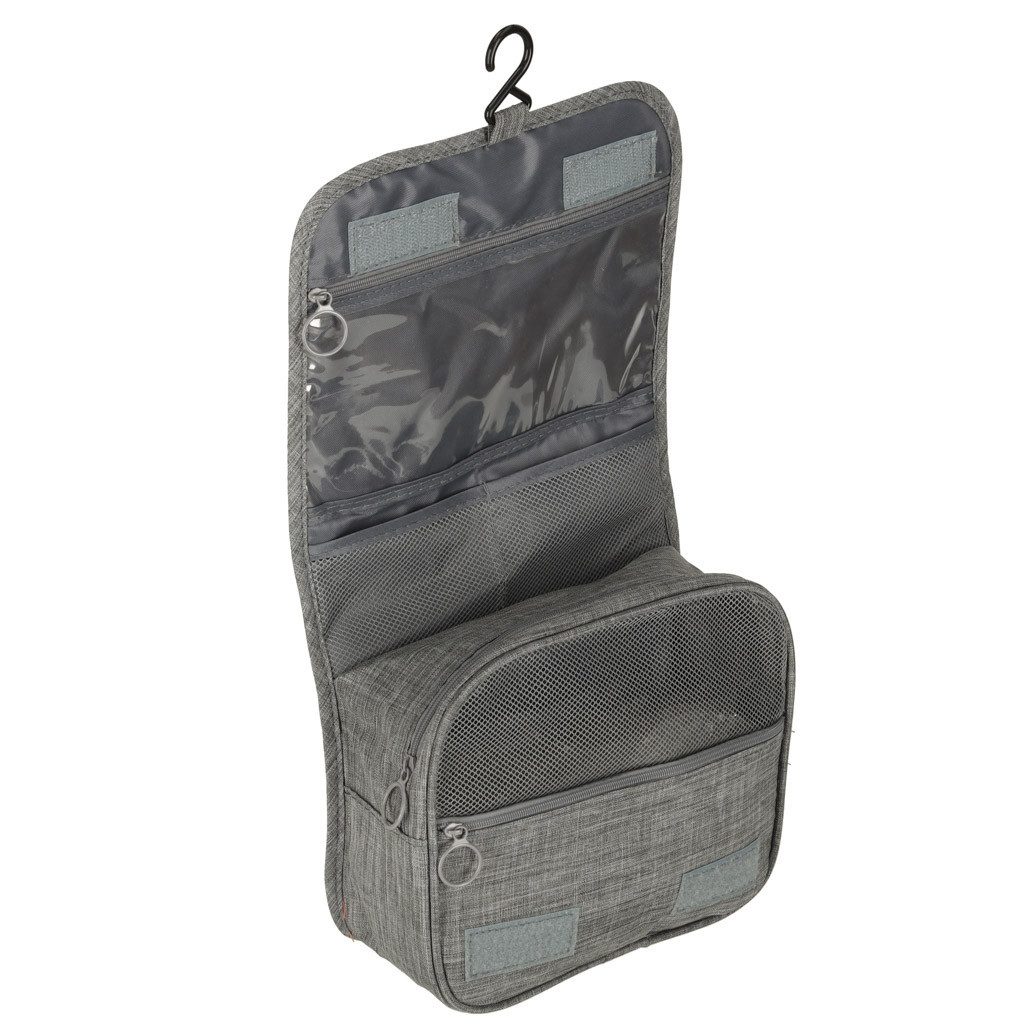 Ikonka Kosmetiktasche Kosmetiktasche Kulturbeutel faltbar Reiseorganizer mit Haken grau (Kulturbeutel faltbar Reiseorganizer mit Haken Kosmetiktasche grau, Kosmetiktasche faltbar Reiseorganizer mit Haken grau kompakt), faltbar Haken Reißverschlussfächer kompakt leicht grau Tasche