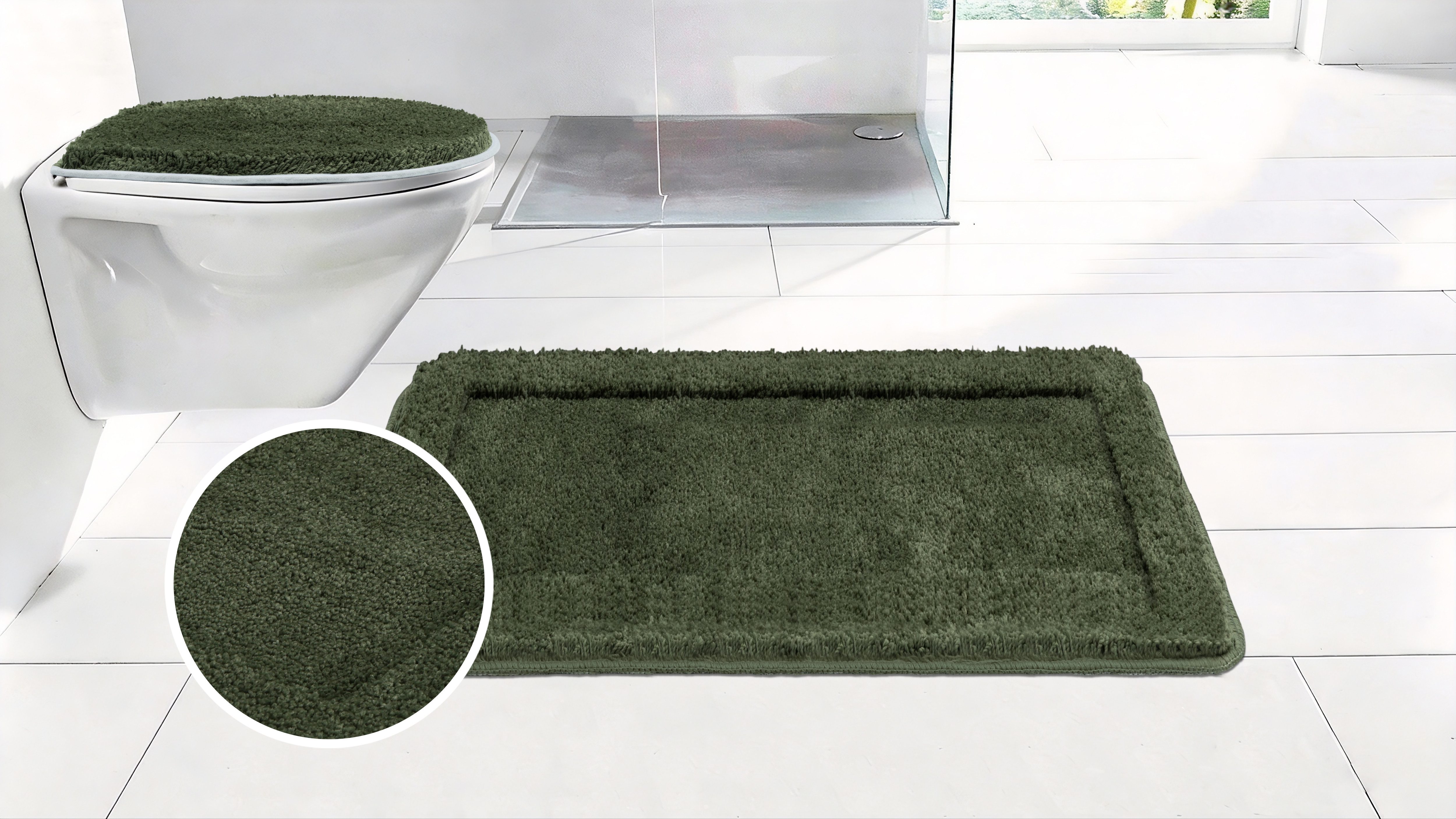 OTTO home Badematte Sanremo mit Rahmen, Badvorleger, Badezimmer, sehr weich, Hoch-Tief, Höhe 25 mm, rutschhemmend beschichtet, schnell trocknend, fußbodenheizungsgeeignet, Polyester, rechteckig, Badteppich, unifarben, rechteckig und als 3-tlg. Set erhältlich