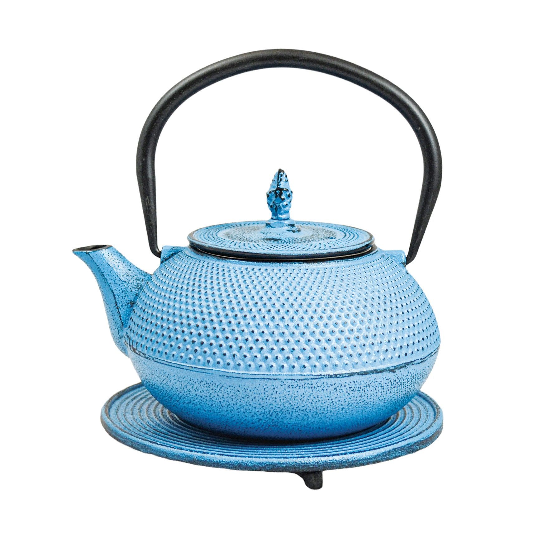 JA-UNENDLICH Teekanne Basic blau, 1.2 l, aus Gusseisen handgefertigt im Sandgussverfahren, innen emailliert