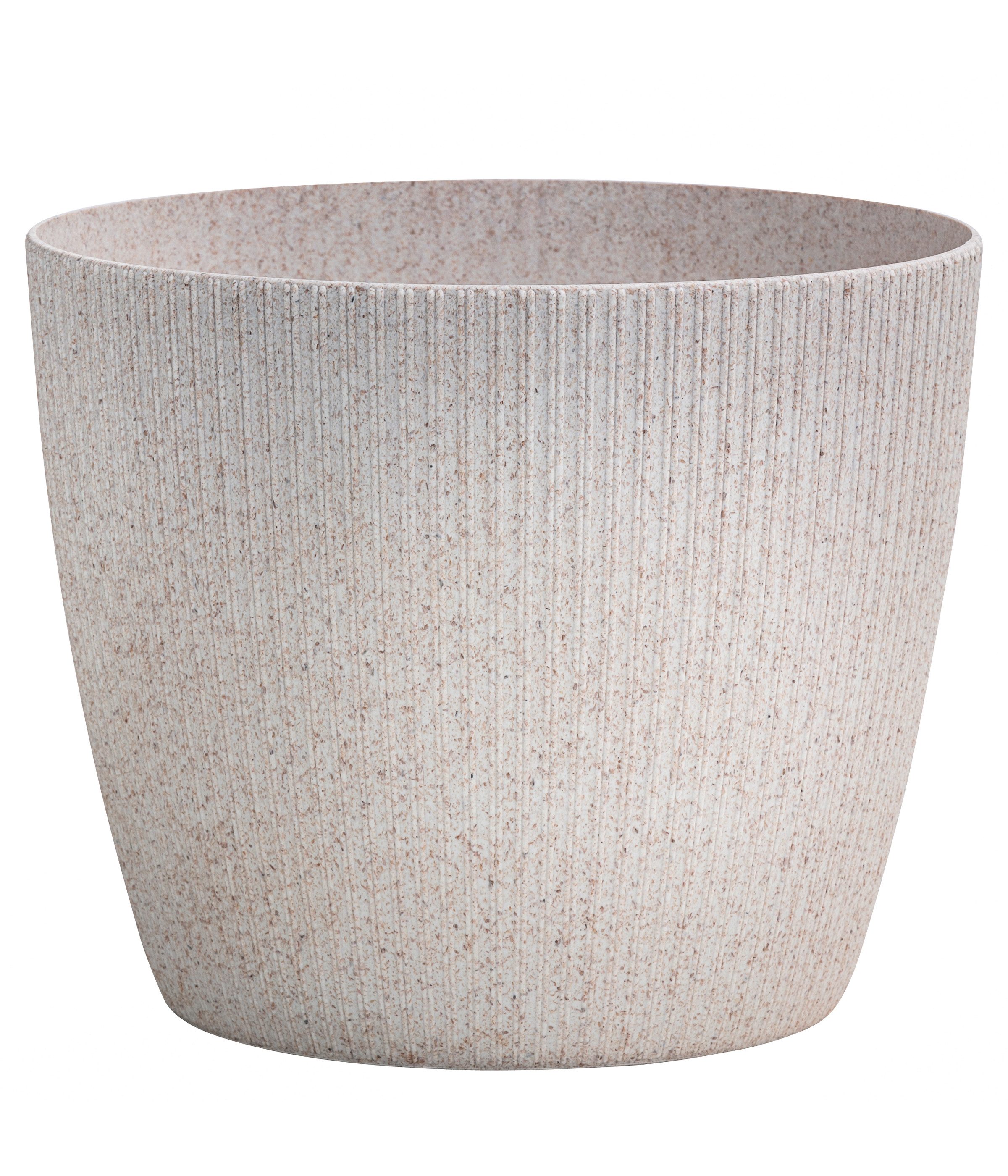 Dehner Blumentopf Magnolia, Ø 30 cm, Höhe 25 cm, recycelter Kunststoff, leichter Übertopf für Zimmerpflanzen, geriffelte Oberfläche